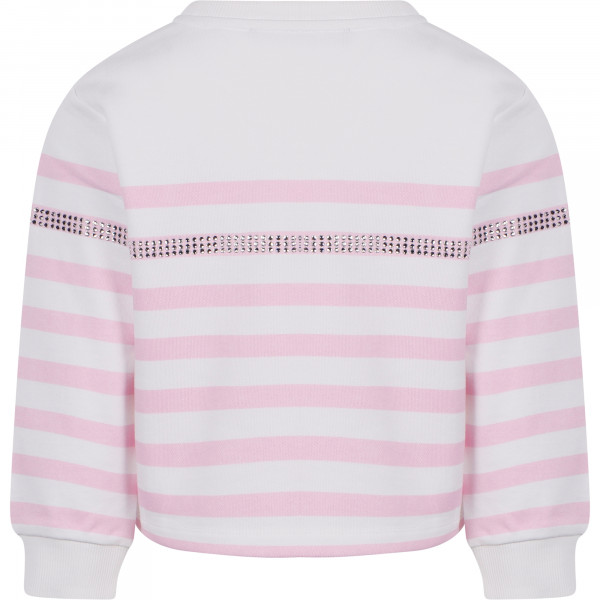 pink and white striped sweatshirt