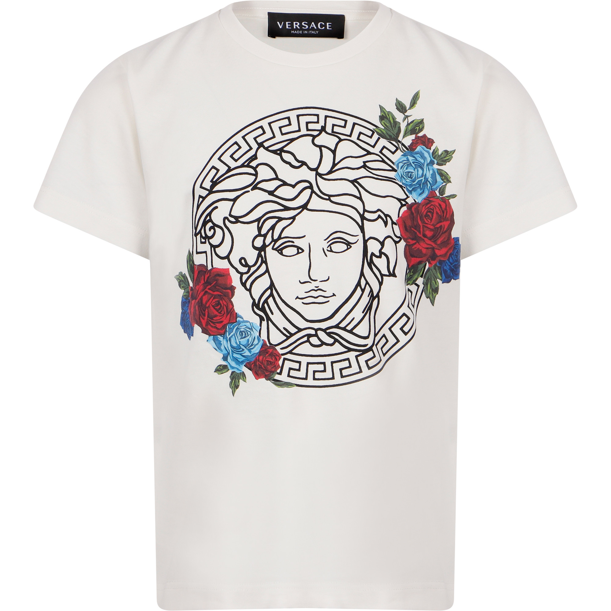 Versace Floral Medusa Logo TShirt in White