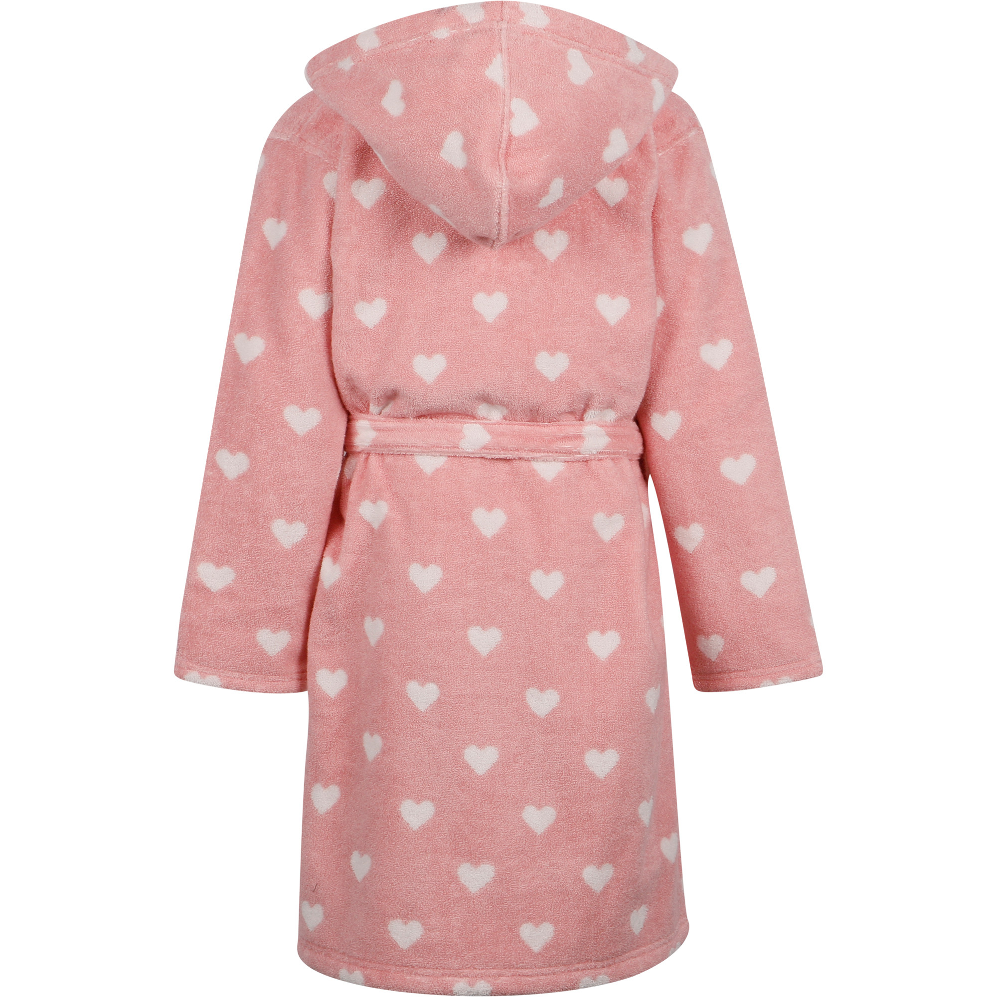 Petit Bateau Love Hearts Hooded Bathrobe with Belt in Pink