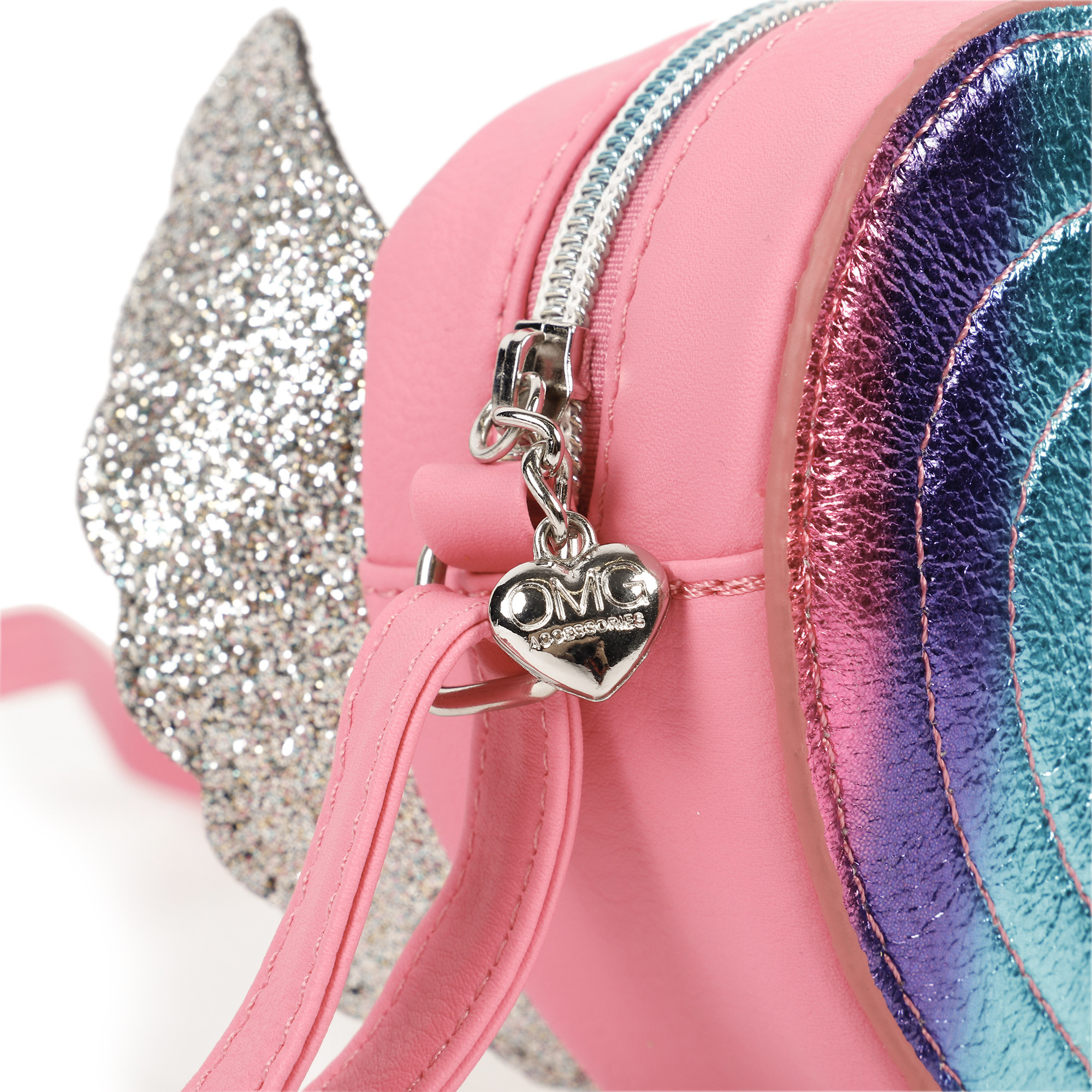 OMG Accessories Winged Rainbow Heart Shoulder Bag in Pink