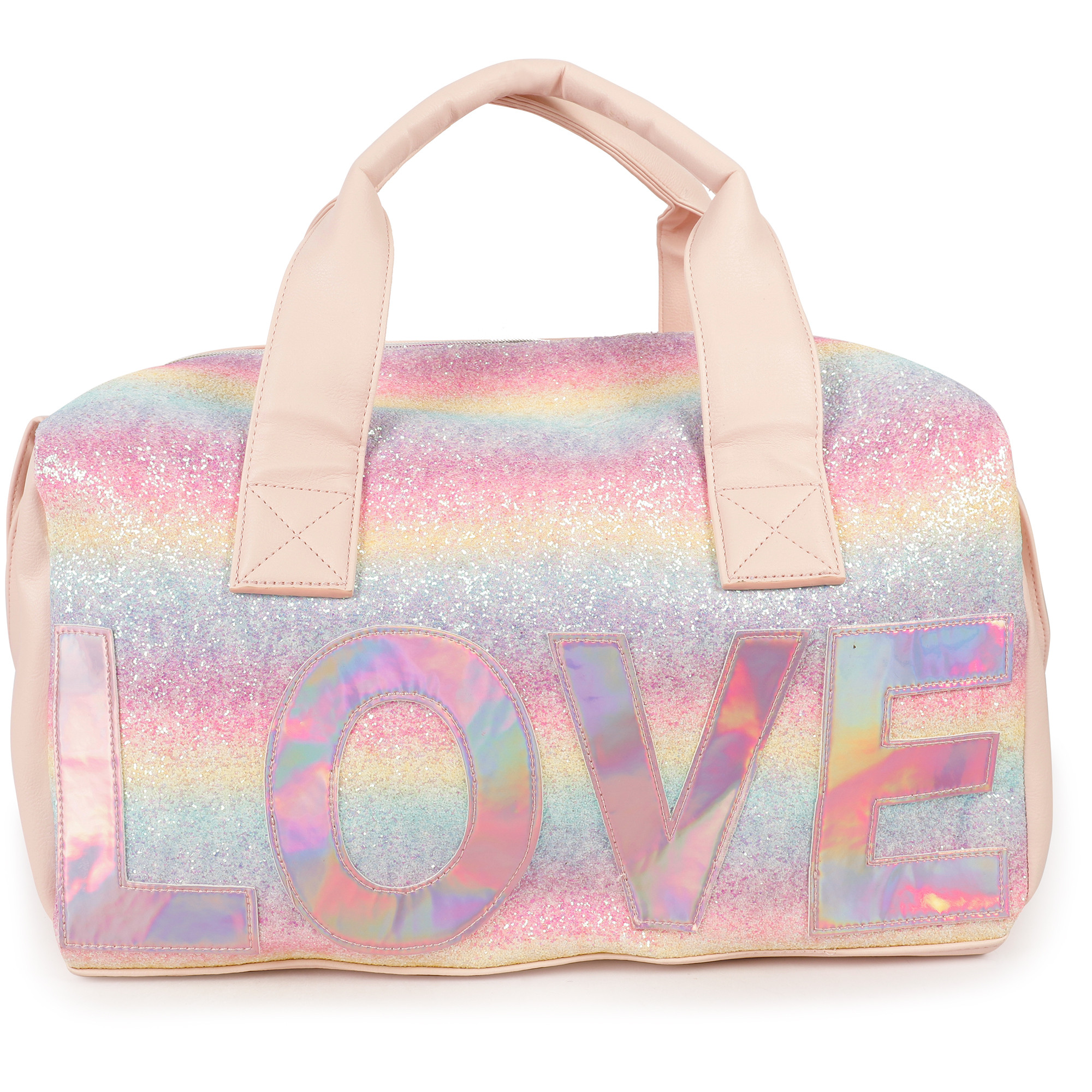 OMG Accessories Glitter Ombre Love Duffle Bag in Pink