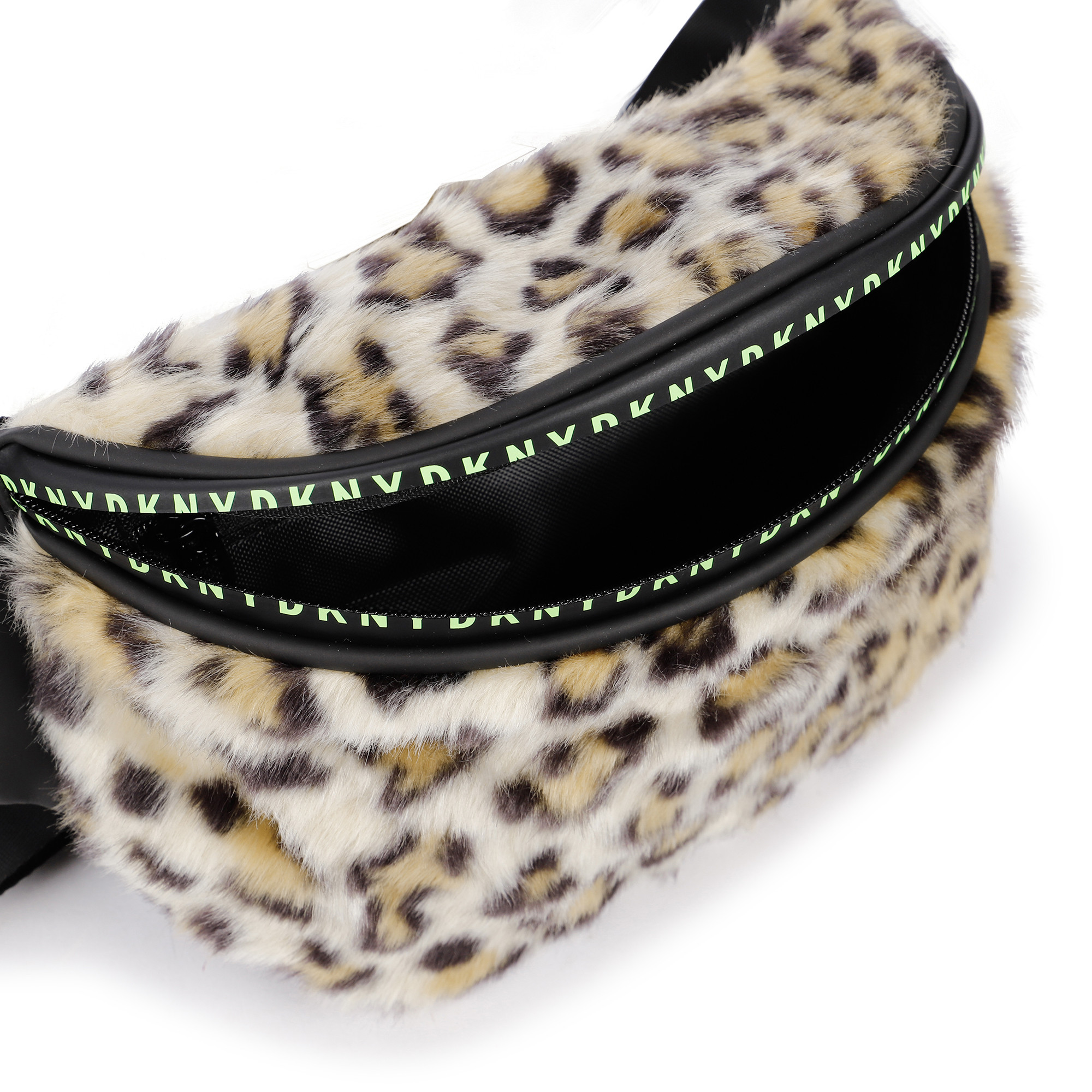 DKNY Leopard Print Belt Bag in Black and Beige —