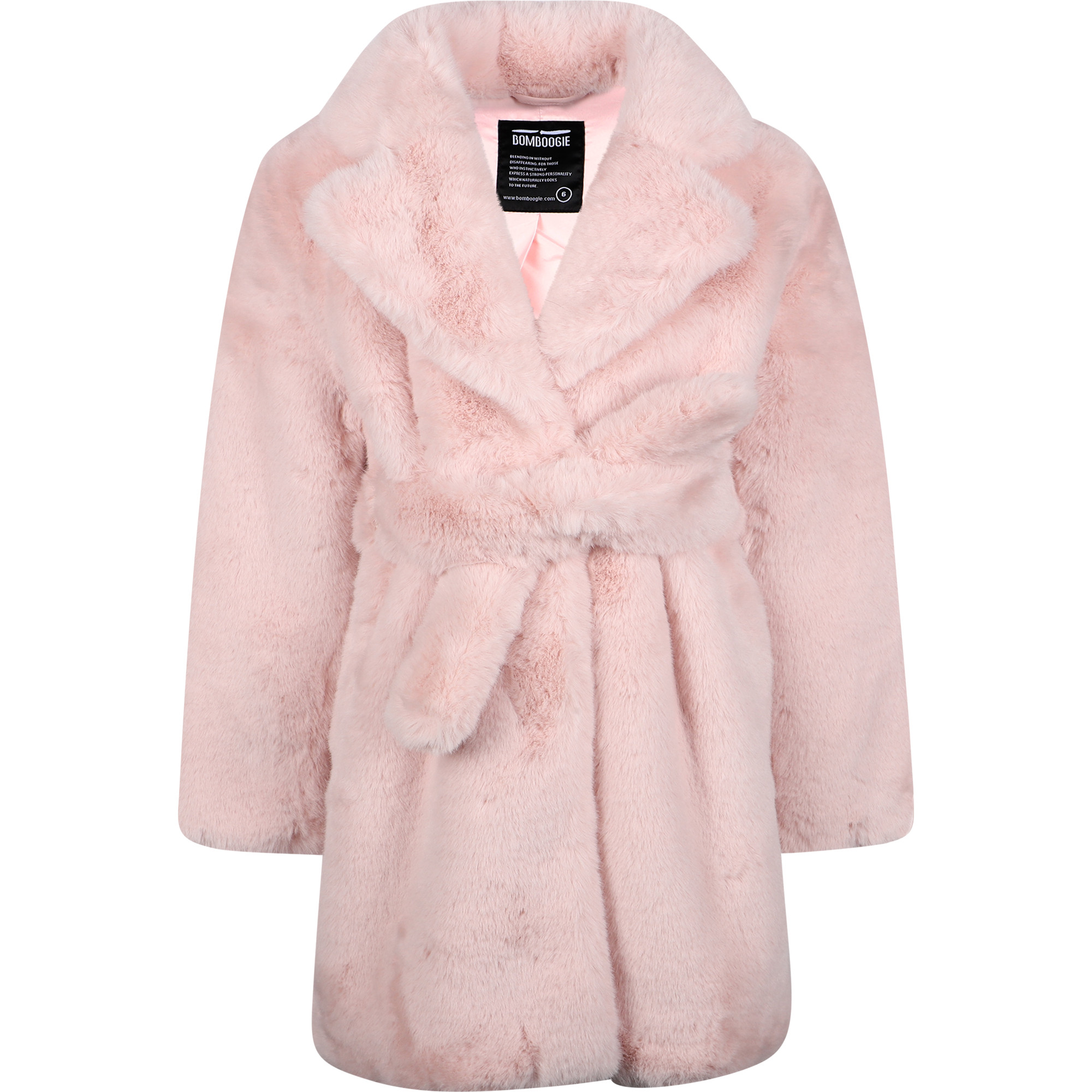 Bomboogie Fuzzy Faux Fur Coat in Pink