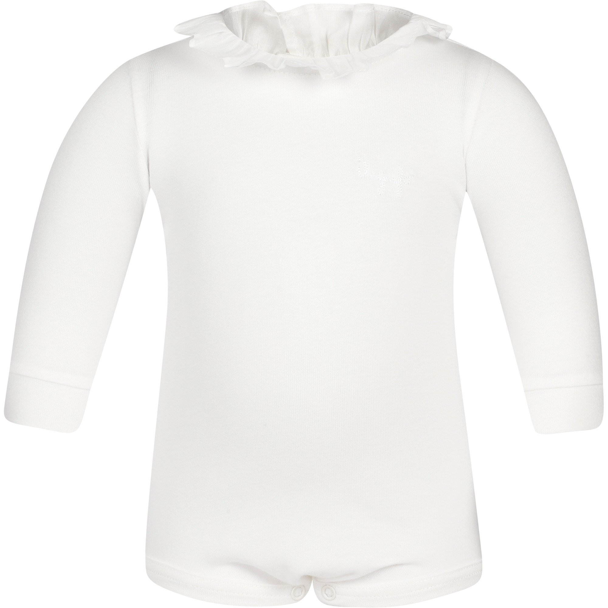 Il Gufo Ruffled Collar Bodysuit in White