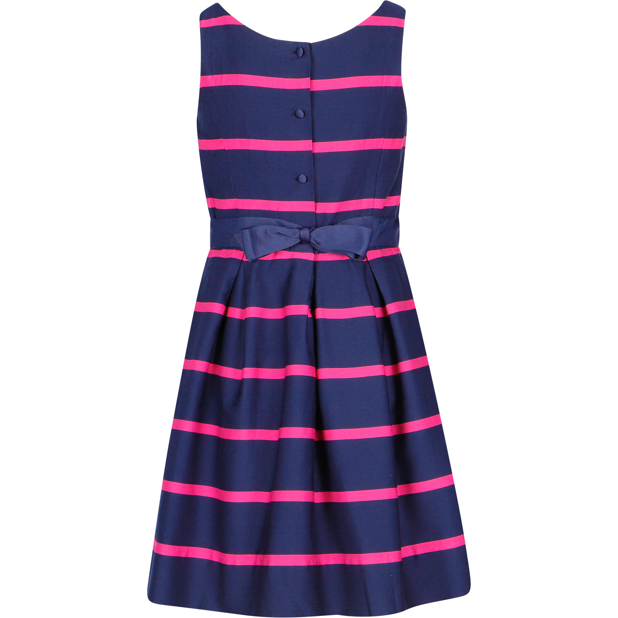 navy and pink striped dress