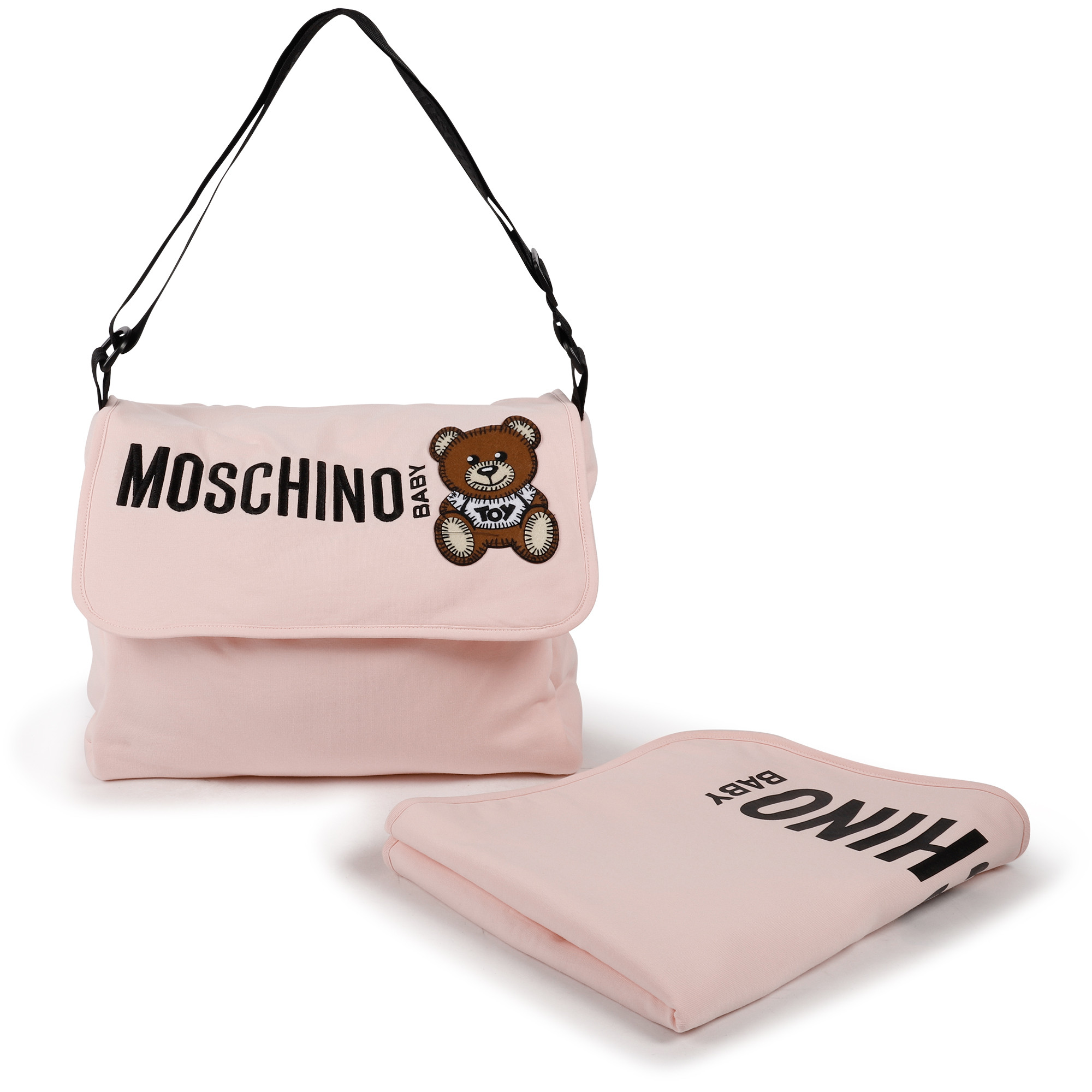 Moschino Teddy Logo Baby Bag with Changing Pad in Pink