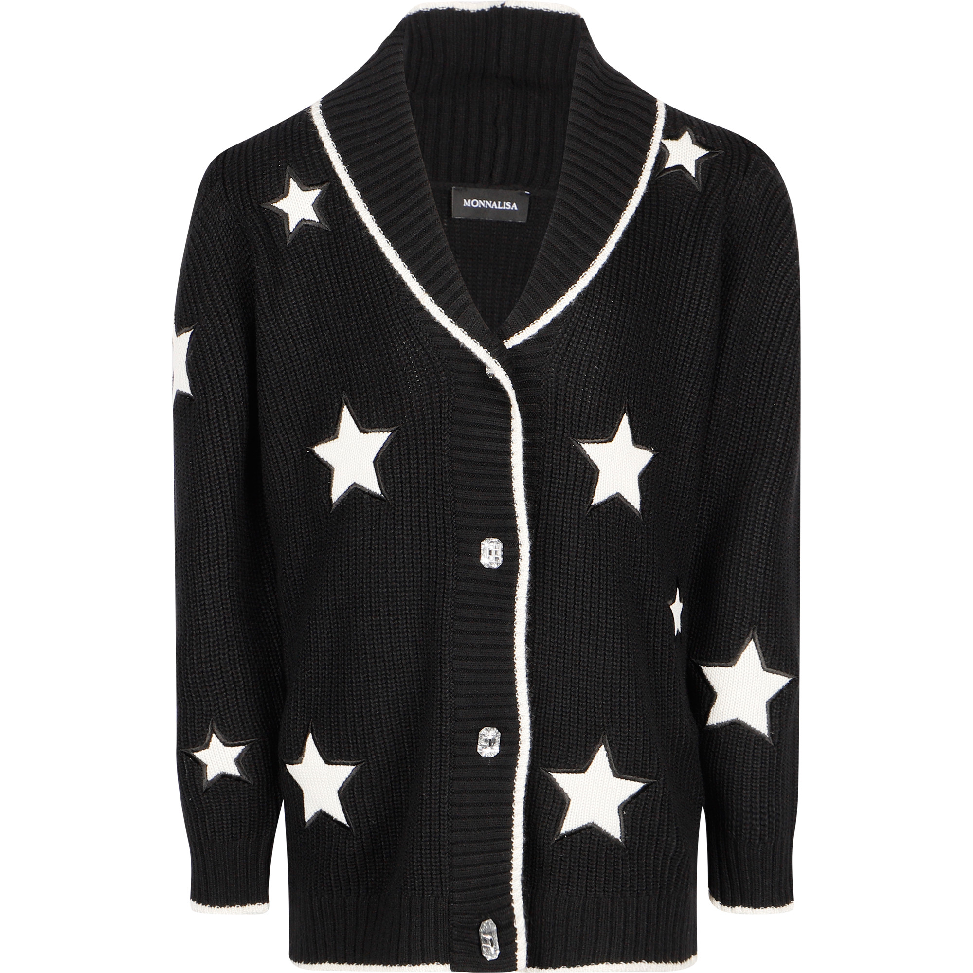 Monnalisa Stars Applique Cardigan in Black
