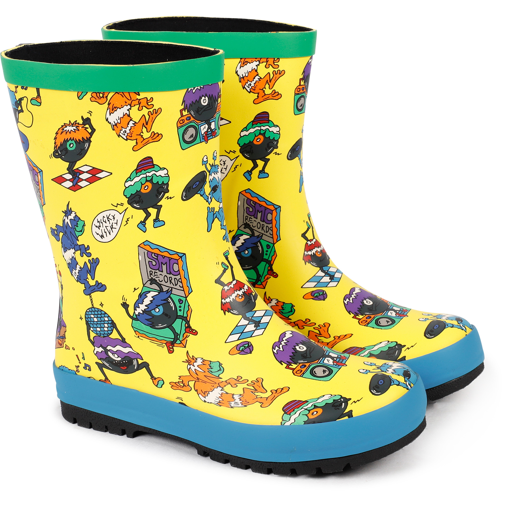printed rubber boots