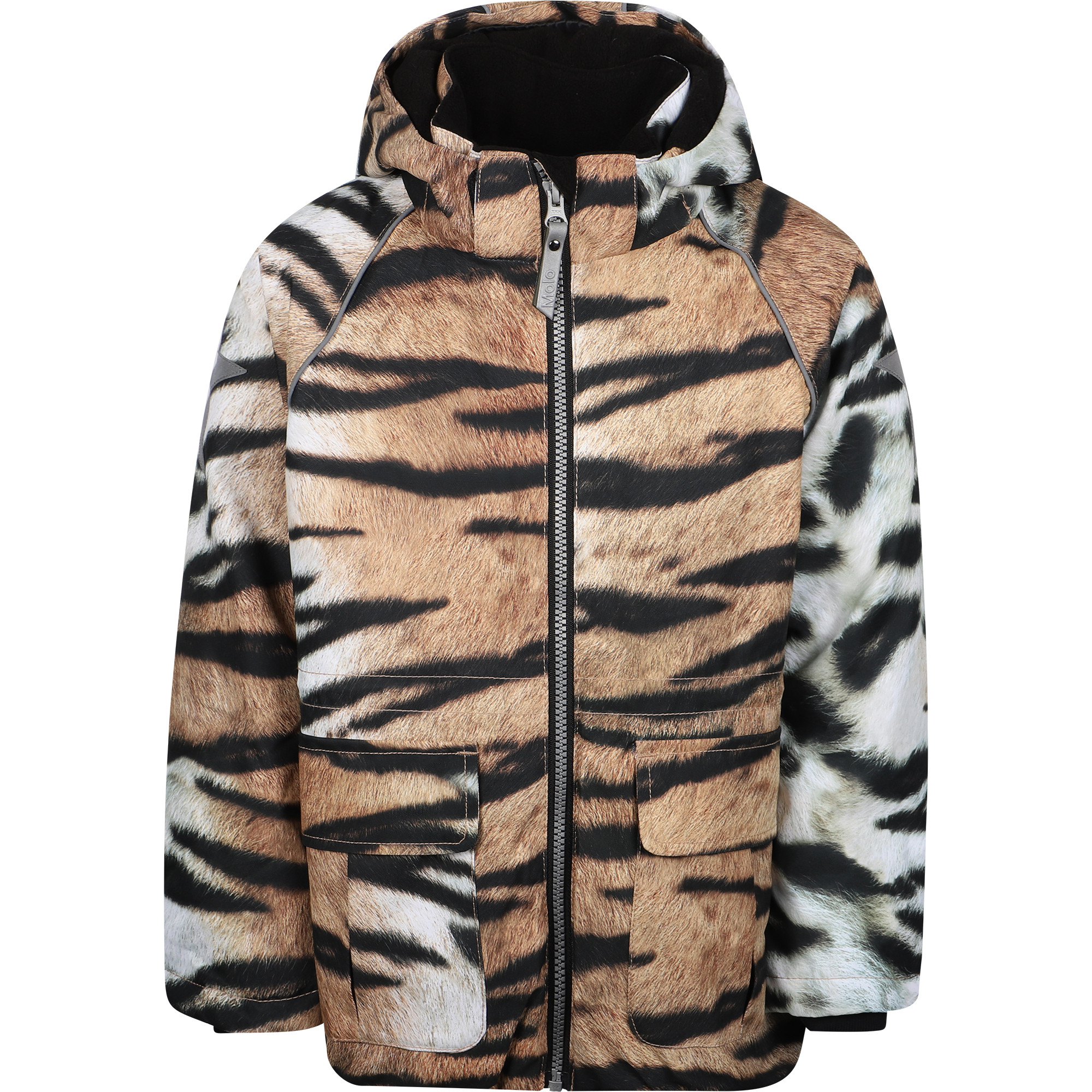 Molo Tiger Print Jacket in Brown and White —