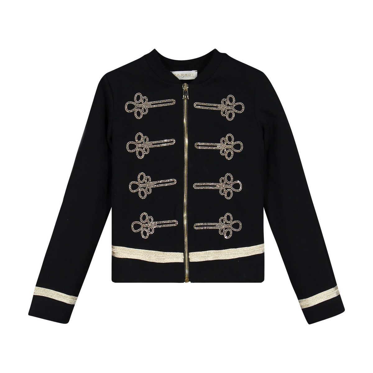 Parrot Black and Gold Rhinestone "Marching Band" Look Jacket for Girls