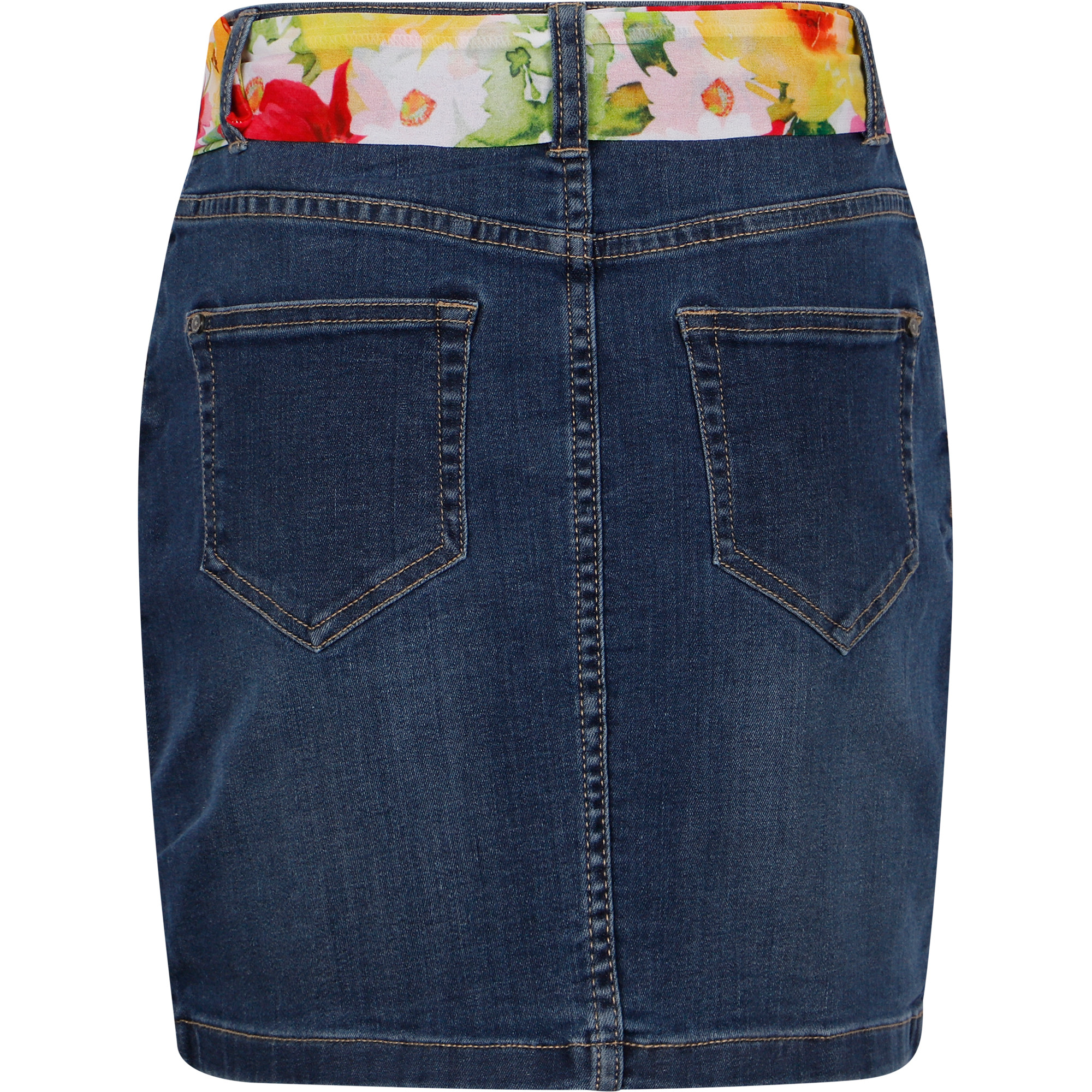 Mayoral Floral Sash Rhinestone Denim Skirt in Blue