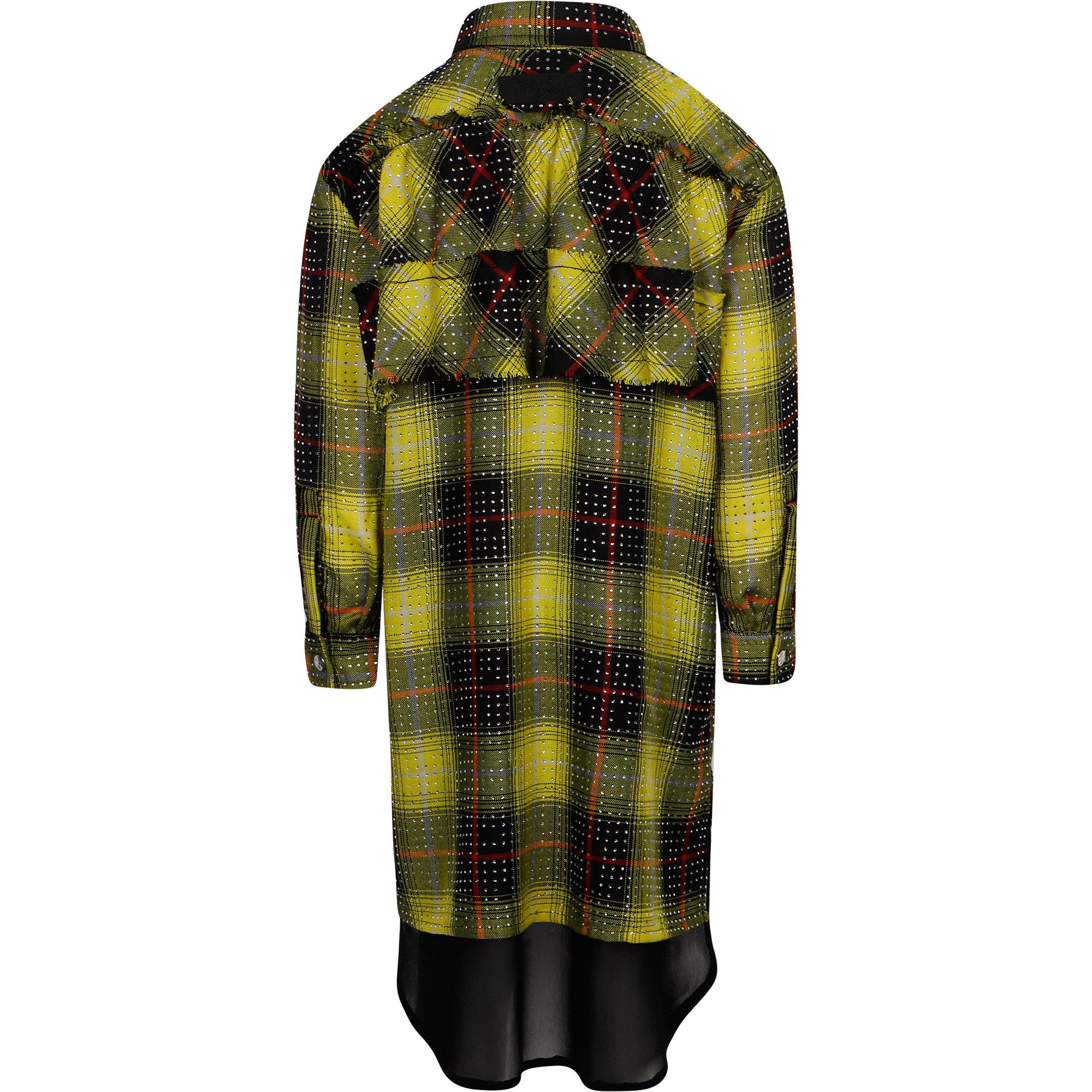 Diesel Checkered Shirt-Dress in Black and Yellow ...