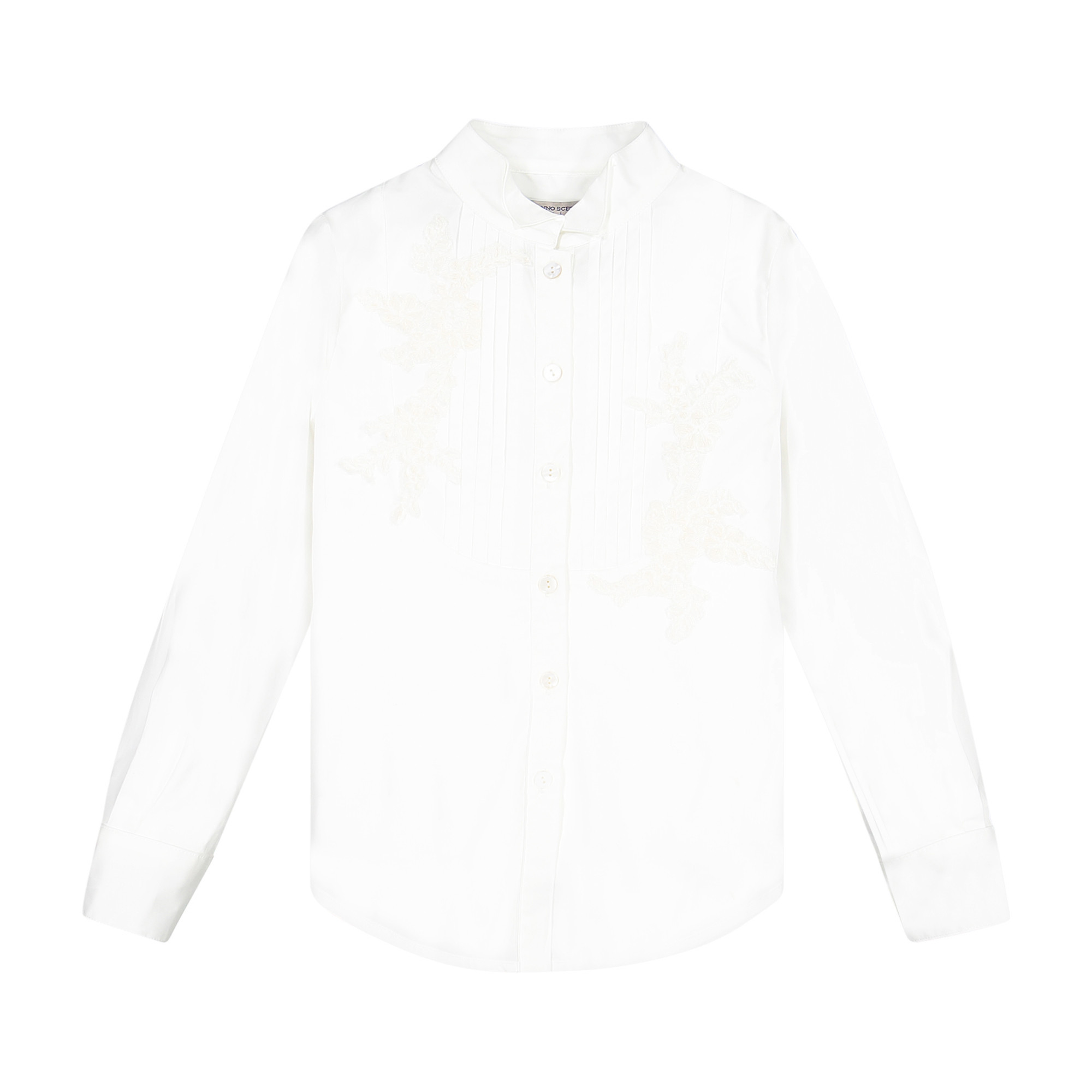 Ermanno Scervino Girls Longsleeved White ButtonUp Shirt with Lace