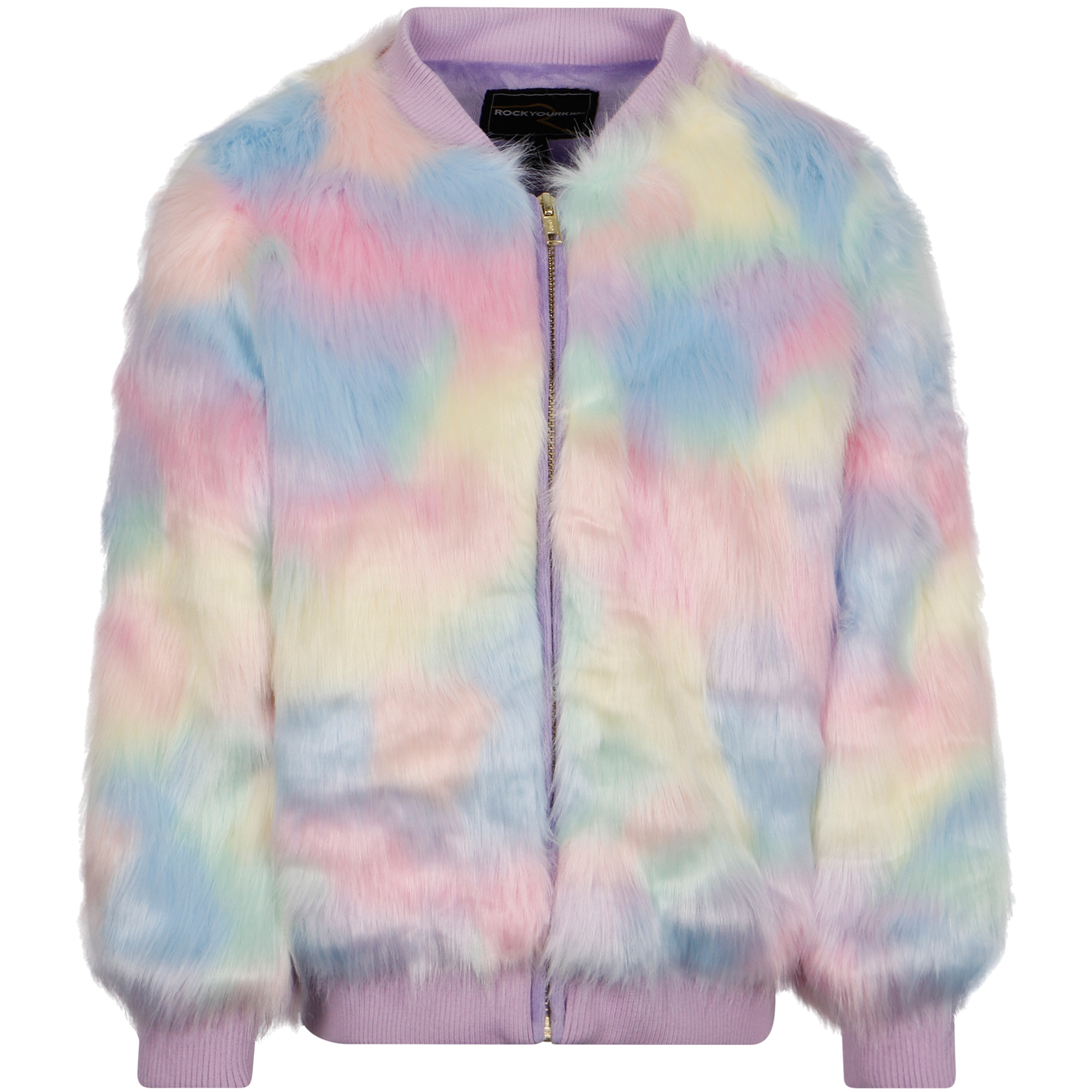 Rock Your Baby Fuzzy Colorful Jacket with Zipper