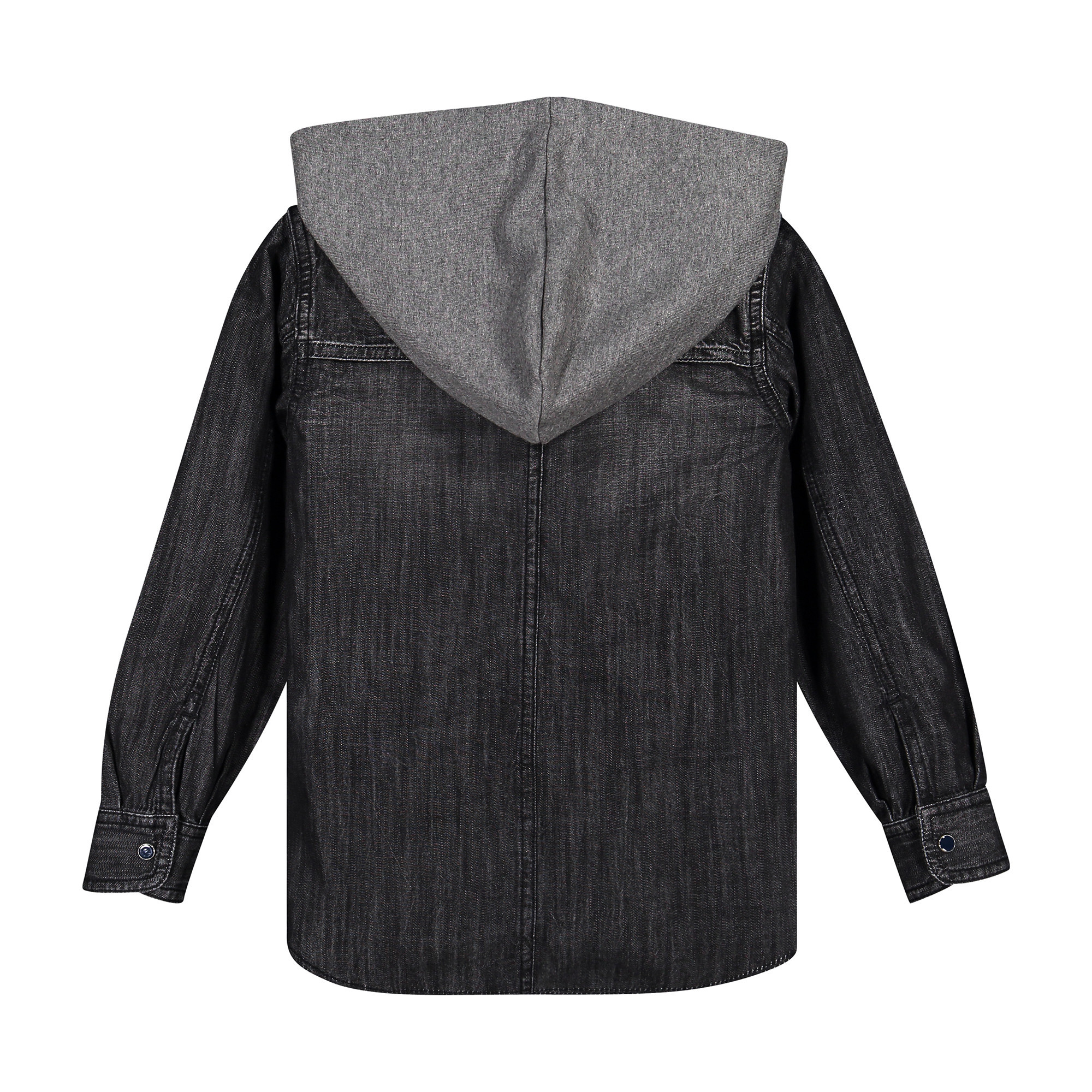 Diesel Boys Black Denim Jacket with Heather Grey Hood for Boys