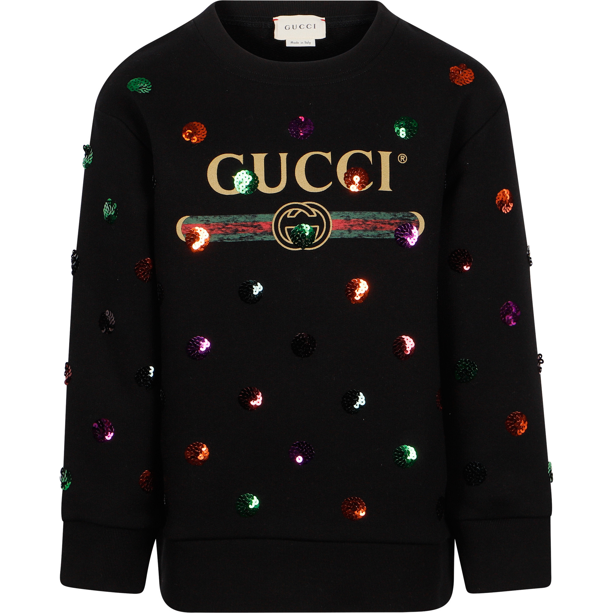 Gucci Logo Sequin Detailing Sweatshirt in Black