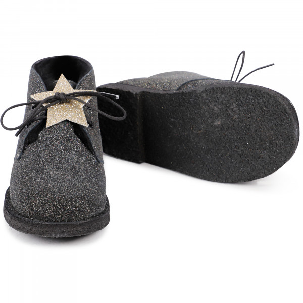 Glittery Bootees with Star Detailing in Black