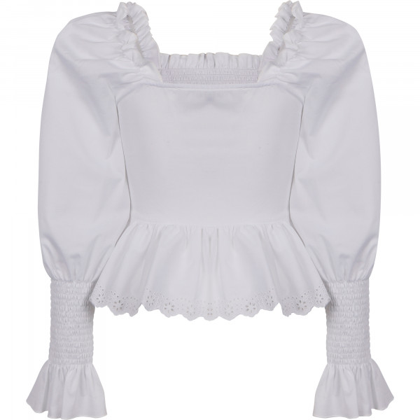 Ruffled Blouse in White