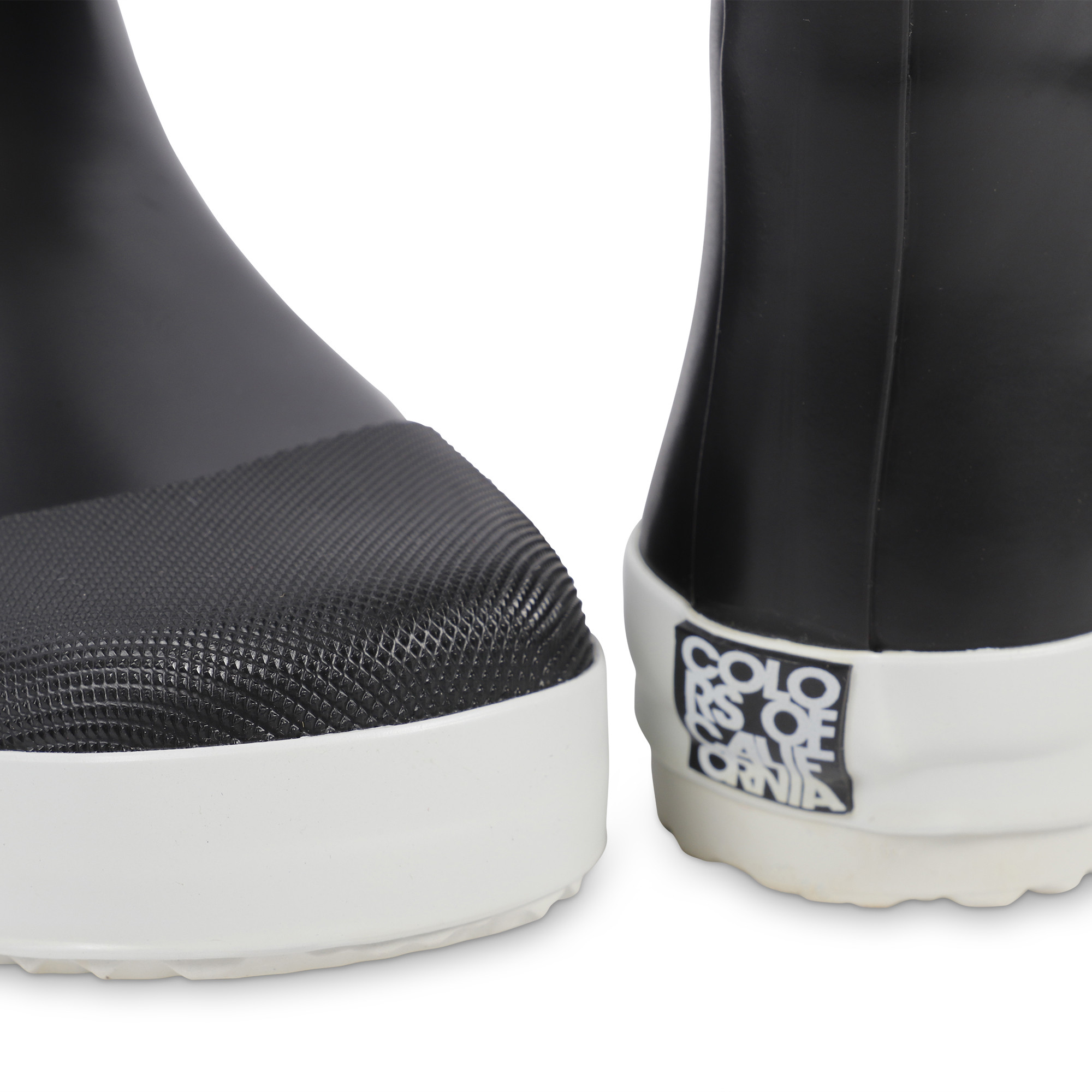 black and white checkered rain boots