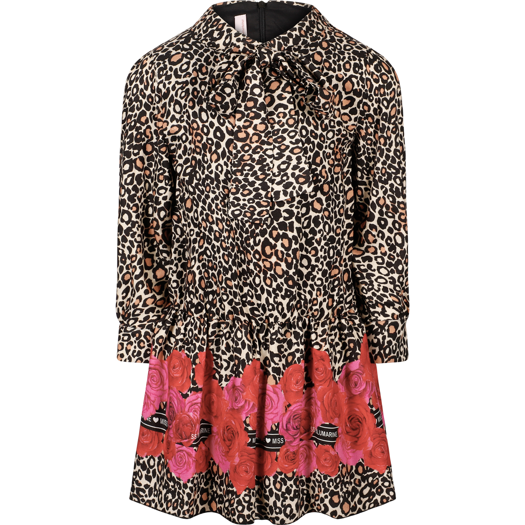 Miss Blumarine Leopard and Floral Print Dress