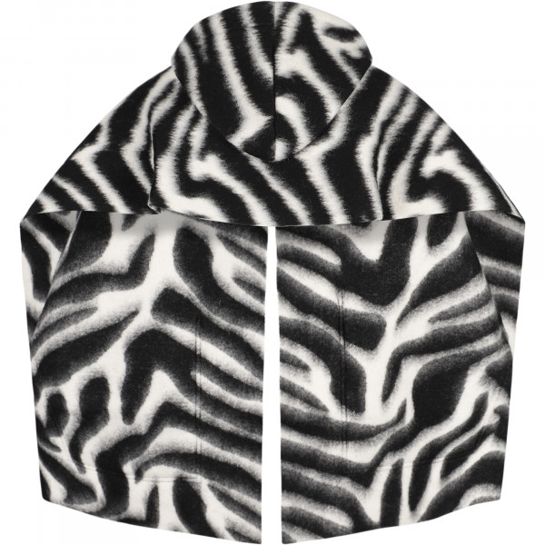 Zebra Print Woolen Scarf-Poncho in Black and White