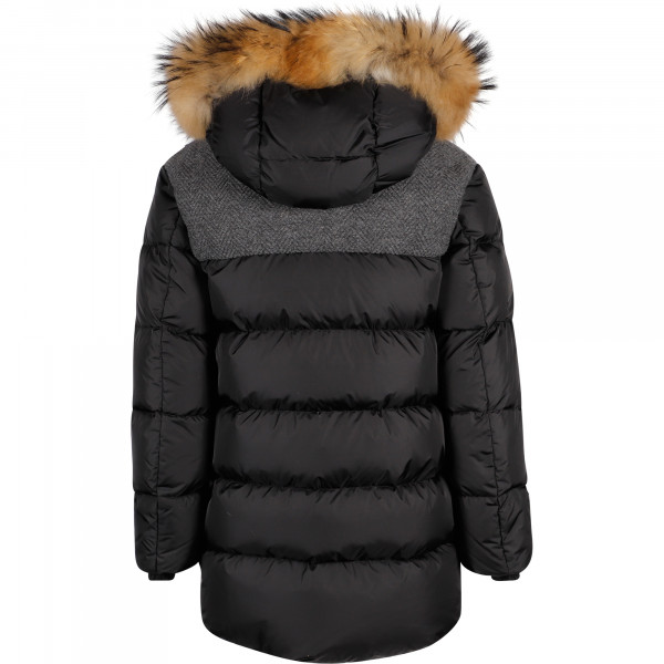 Fur Hoodie Jacket in Black and Grey