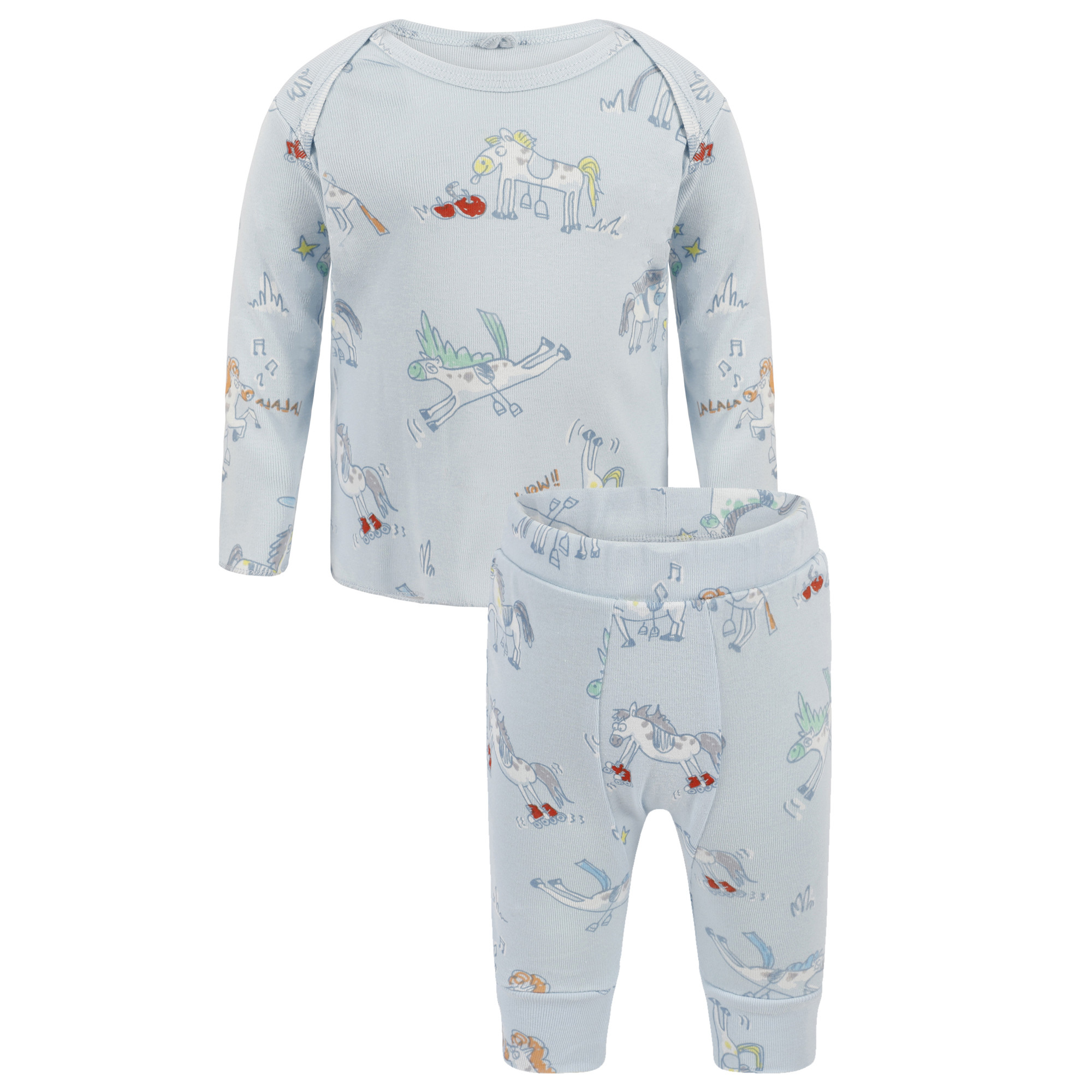 Stella McCartney Horses Print Pajamas in Light Blue
