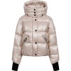 High Collar Padded Jacket in White Golden