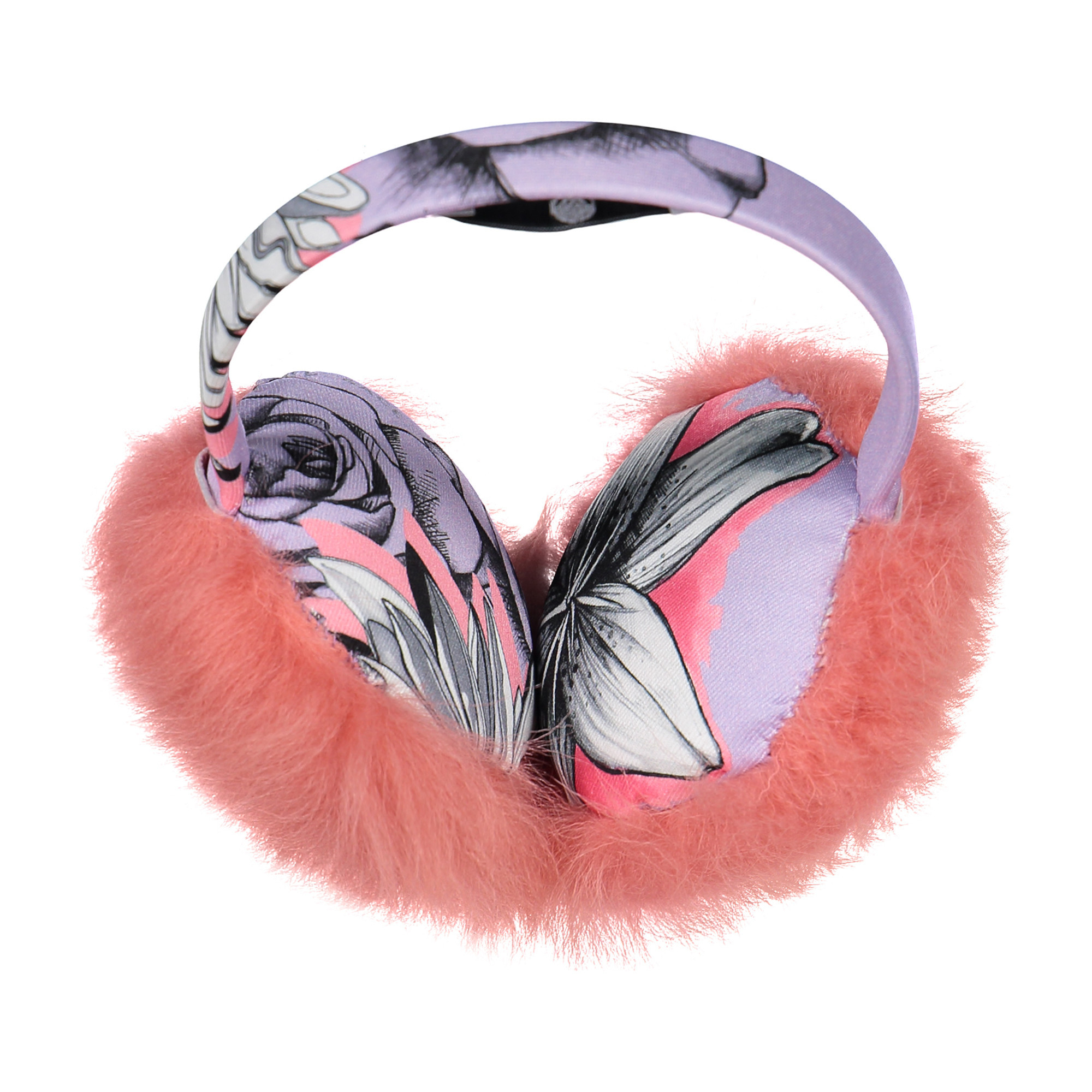 Young Versace Girls Fluffy Earmuffs with Pink Lambswool for Girls