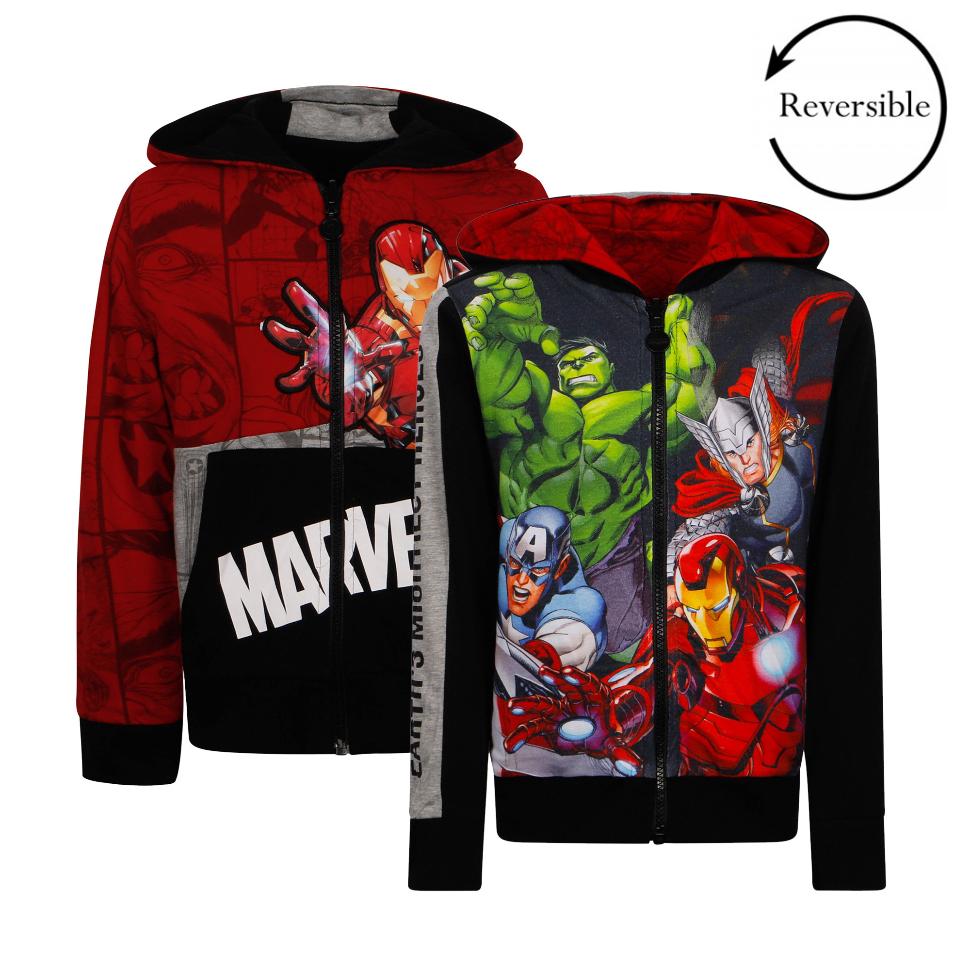 Desigual Reversible Avengers Print Hoodie in Red - BAMBINIFASHION.COM