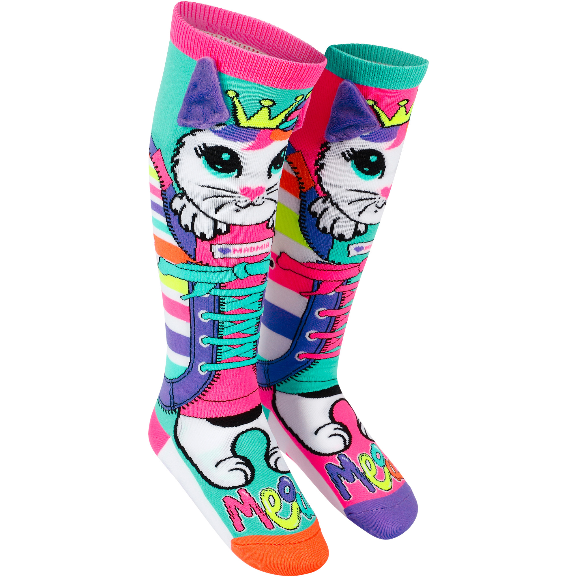 Madmia Cats with SewnOn Ears Colorful Socks