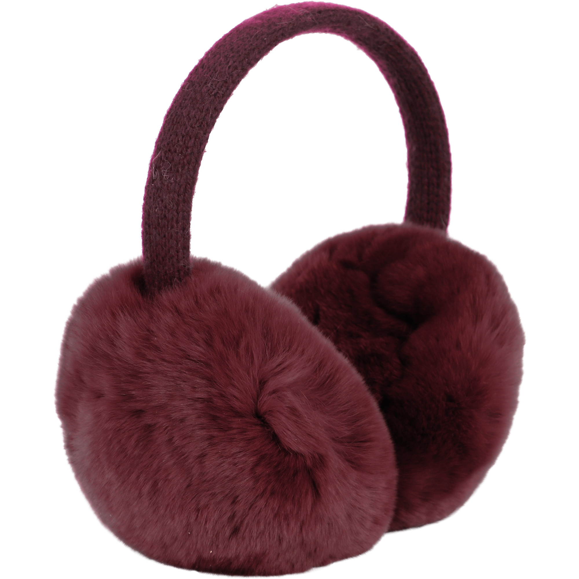 Yves Salomon Fluffy Fur Earmuffs in Burgundy