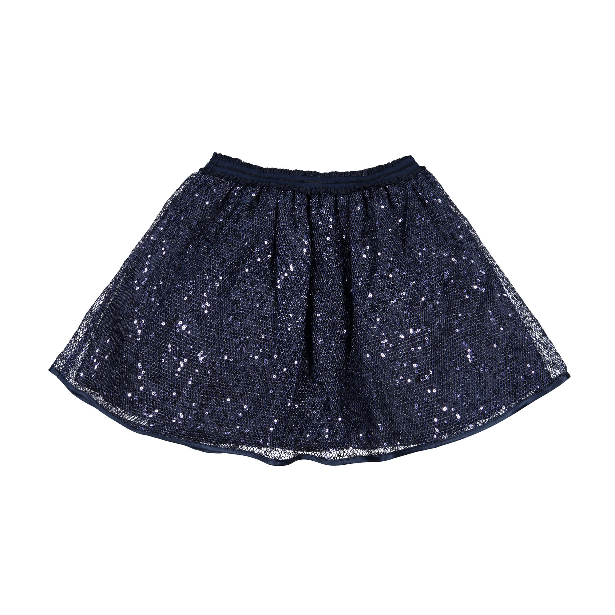 Miss Blumarine Girls Sequined Skirt in Navy with Nettings for Girls
