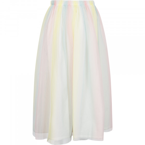 Long Rainbow-Colored Mesh Skirt