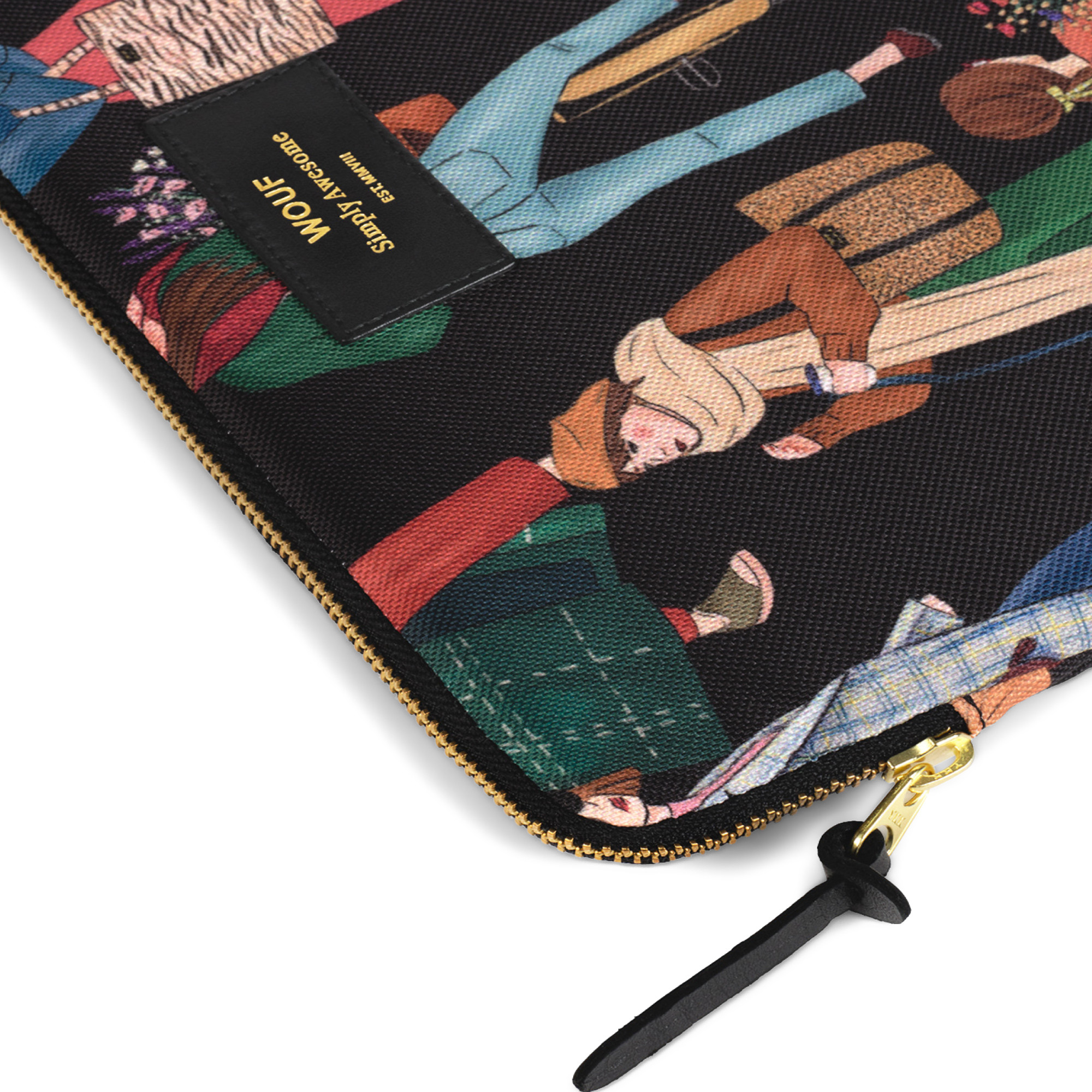 Wouf Girls Print Laptop Sleeve in Black —