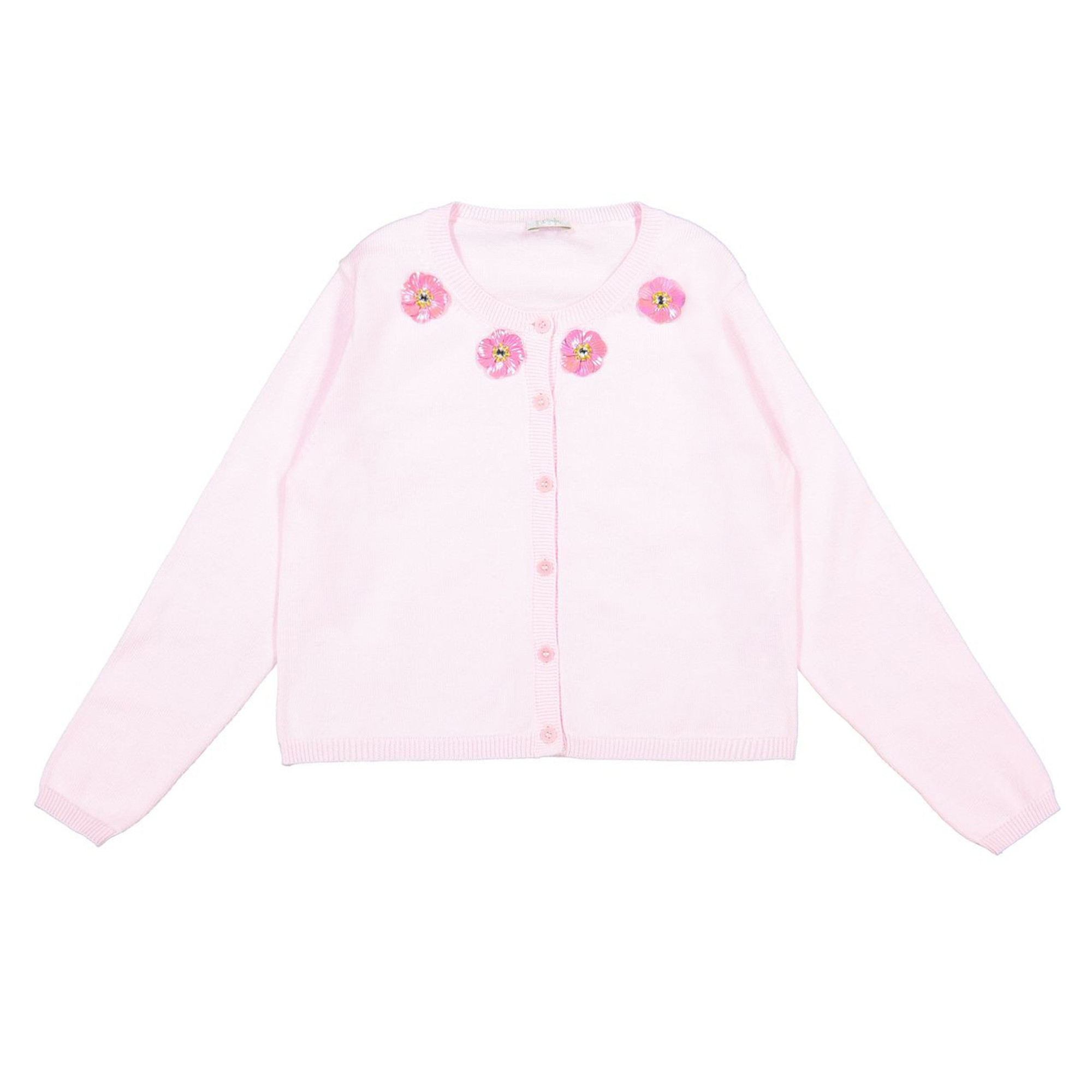 Il Gufo Pink cardigan with flower details for Girls