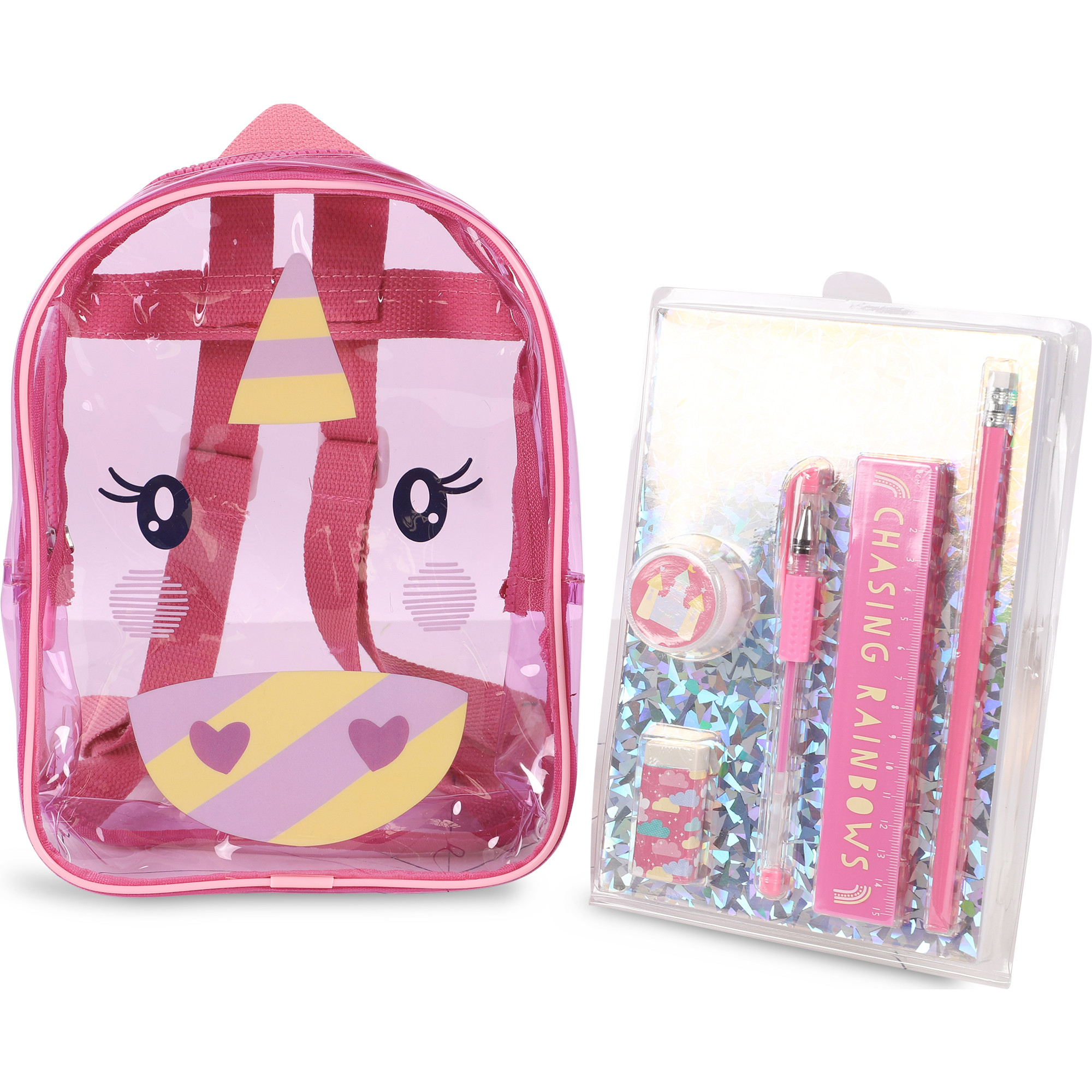 Sunnylife Unicorn Backpack with Set of School Supplies in Pink