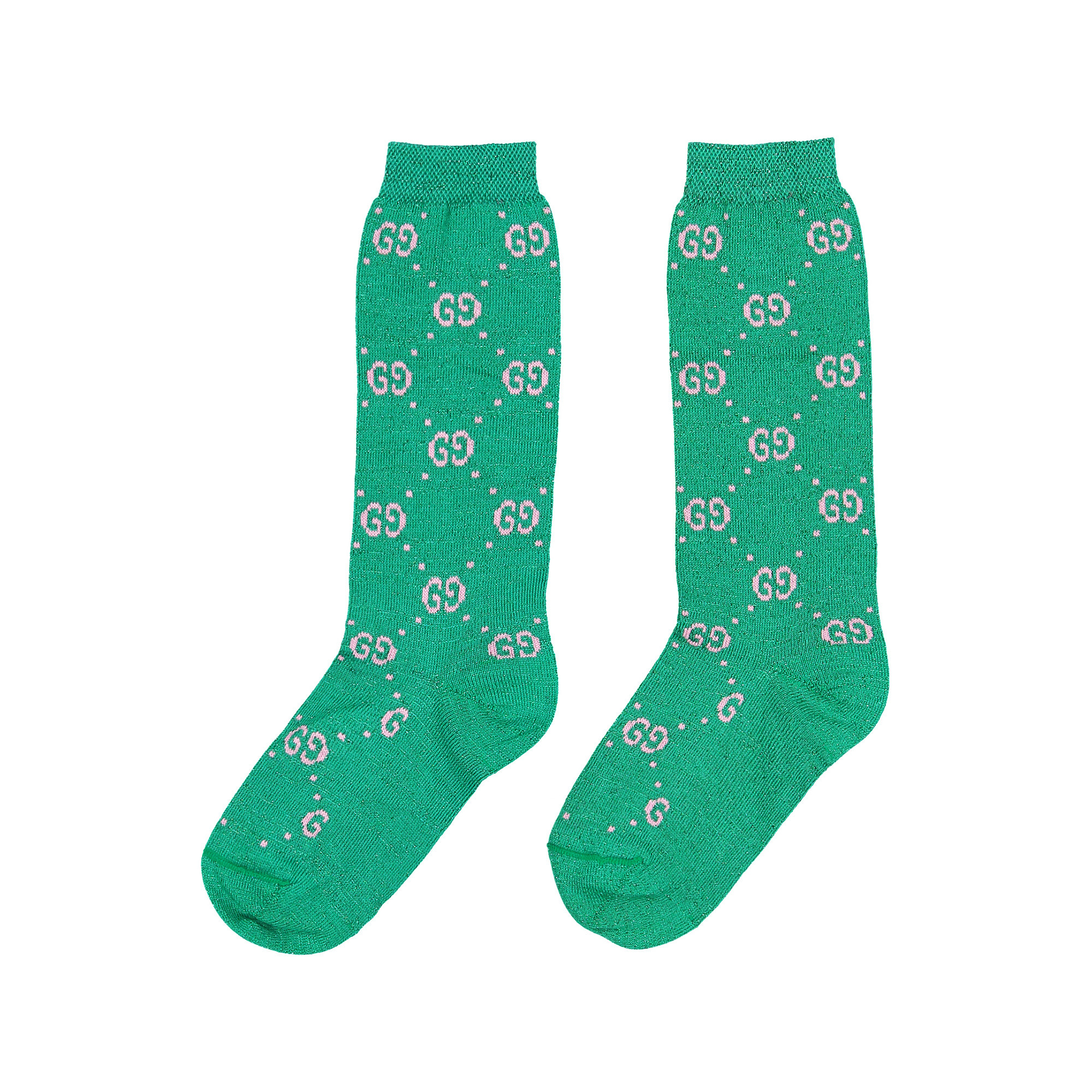 Gucci Sparkly "GG" Socks in Green for Girls