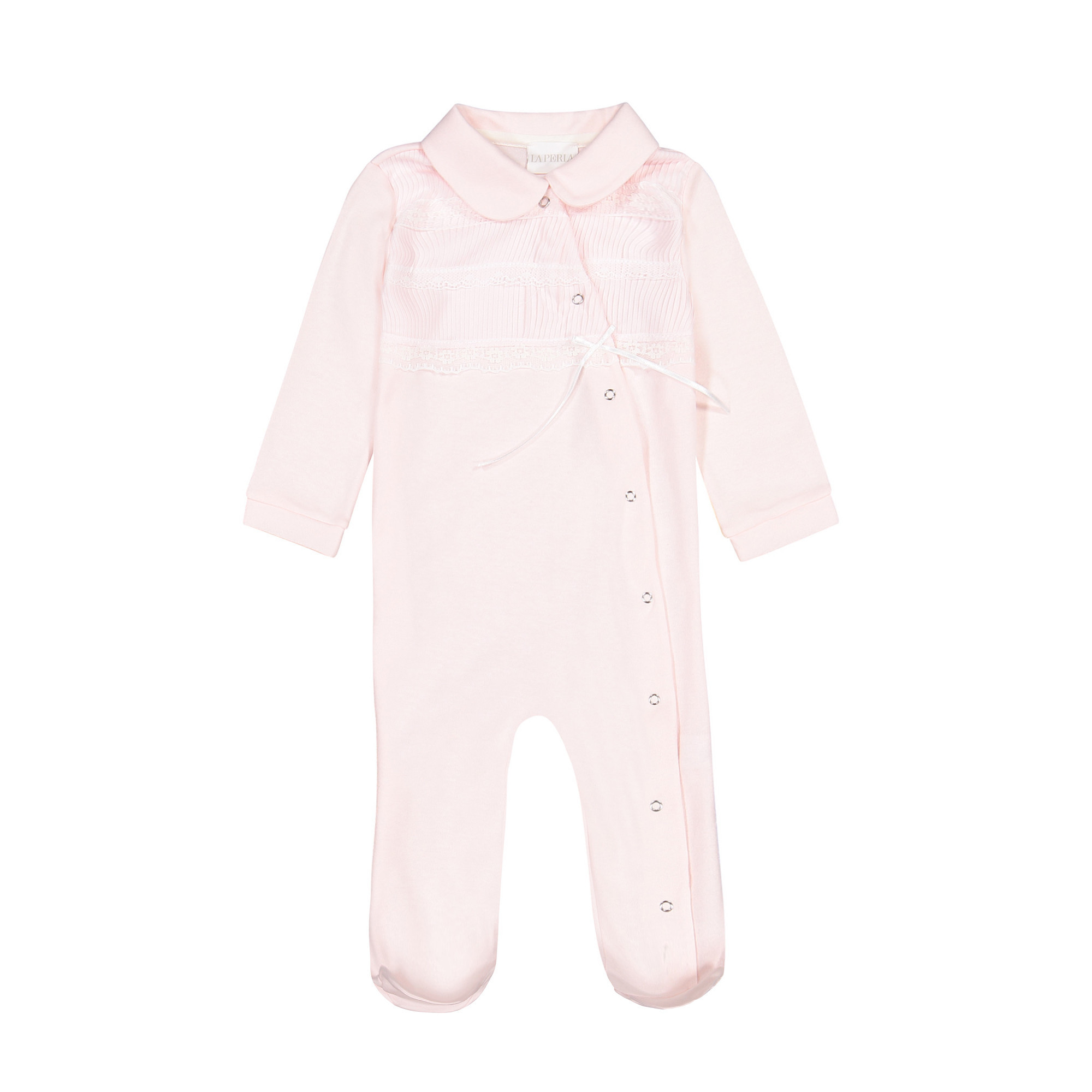La Perla Baby Designer Onesie in Light Pink with Poppers for Boy