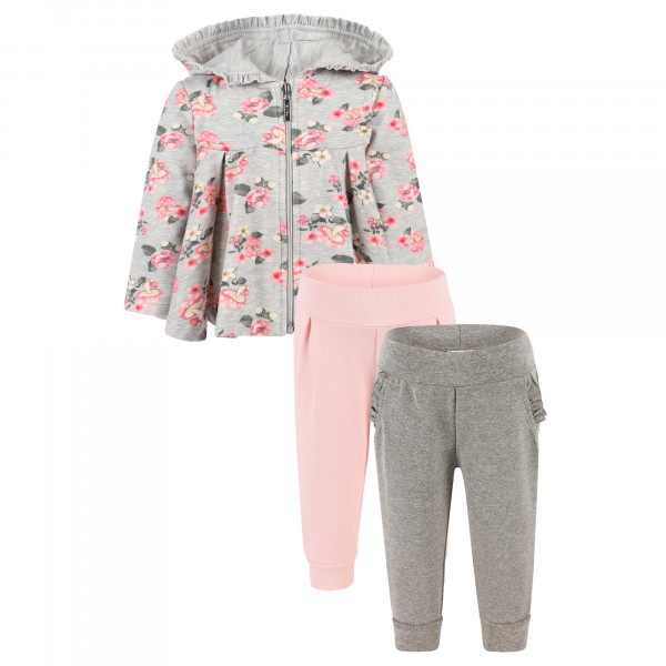 Floral Playsuit Set in Grey and Pink