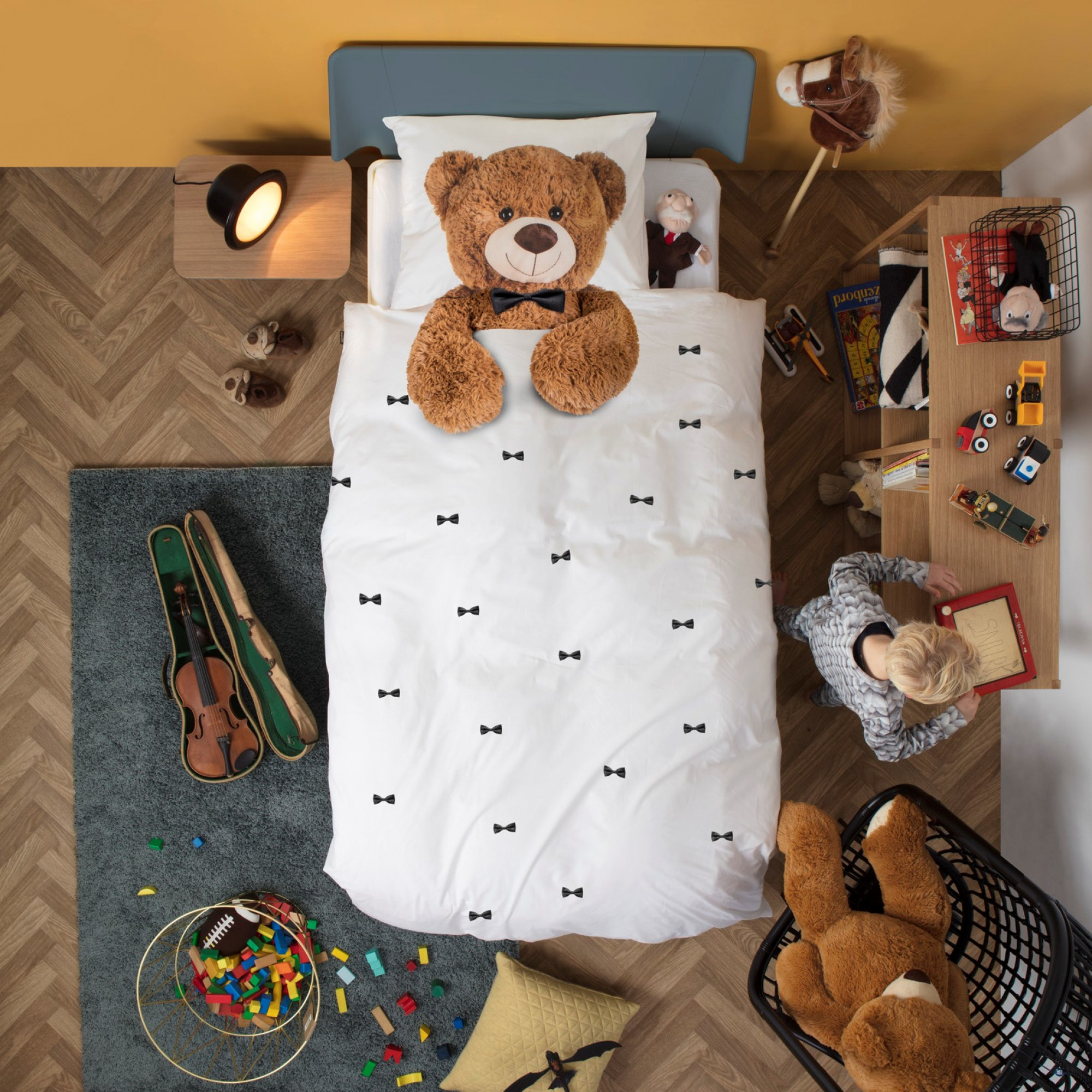 Snurk Teddy Print Bedding Set in White