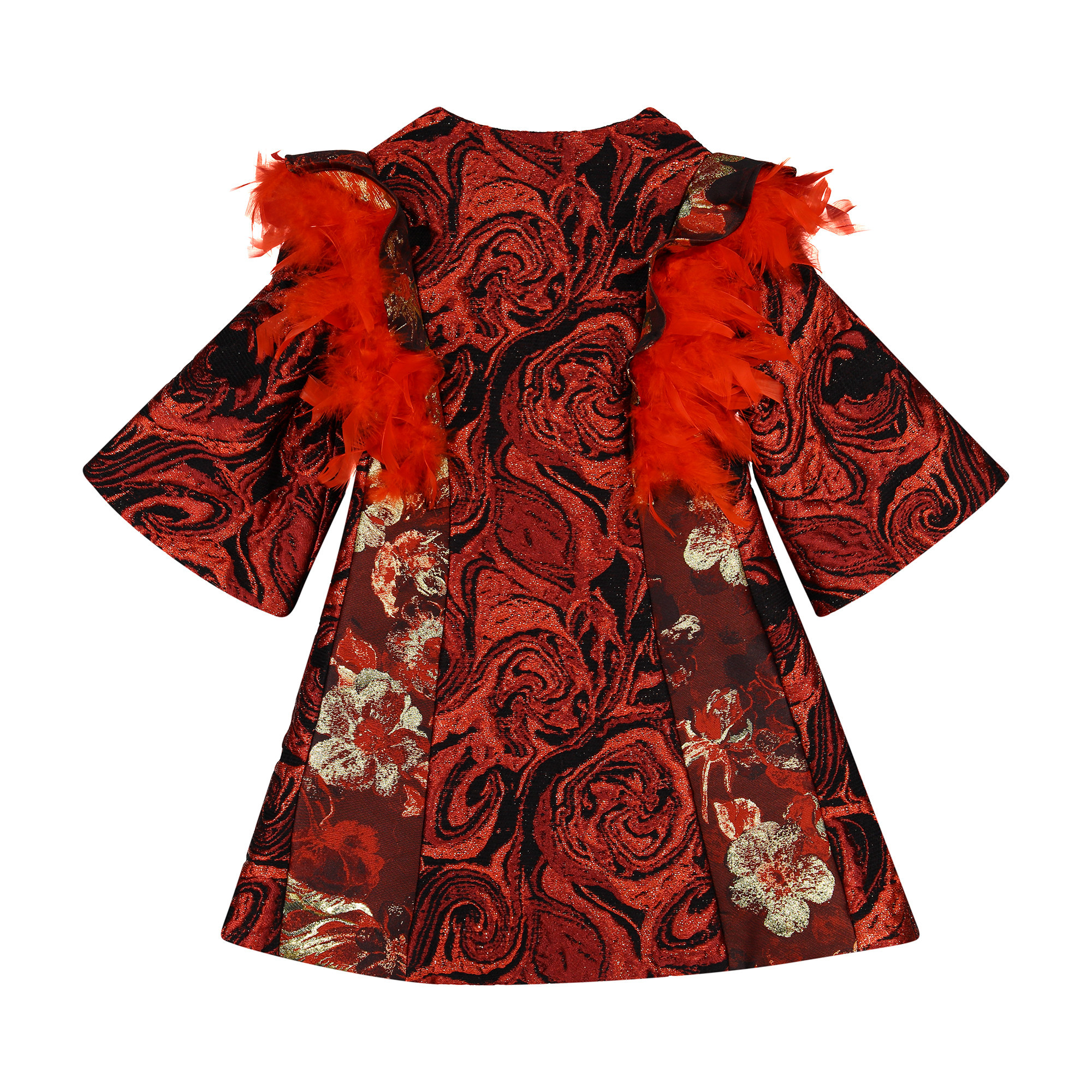 Quis Quis Girls Red And Black Swirl Design Coat With Feathers And Bell Sleeves For Girls Bambinifashion Com Unique karl jacobs stickers designed and sold by artists. bambinifashion com