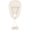 Fuzzy Faux Fur Winter Cap in Off-White