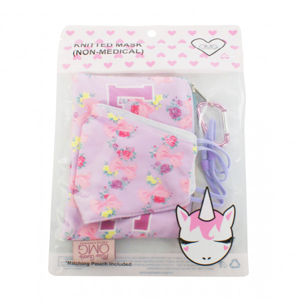 Love Floral Face Mask and Clip-On Pouch in Purple