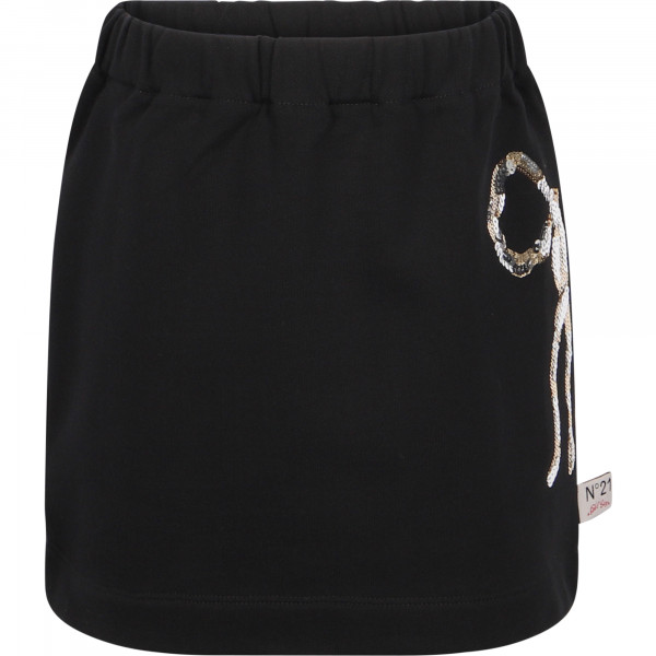 Sequin Logo Skirt in Black