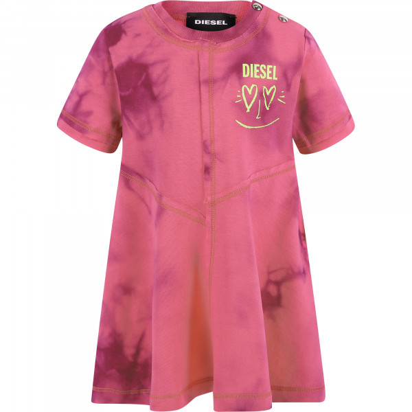 Tie Dye Logo Dress in Deep Rose Pink