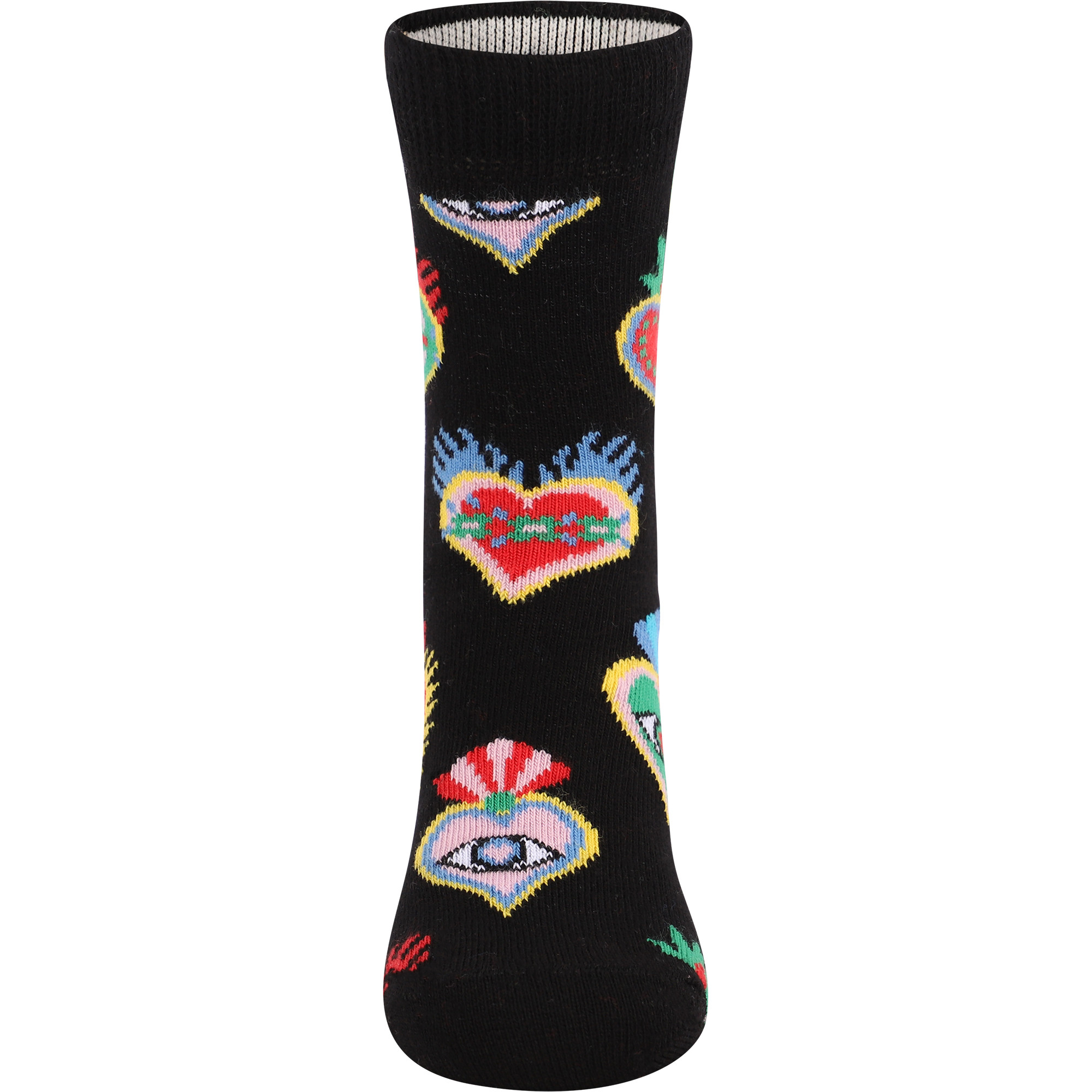 Happy Socks Heart Print Socks in Black