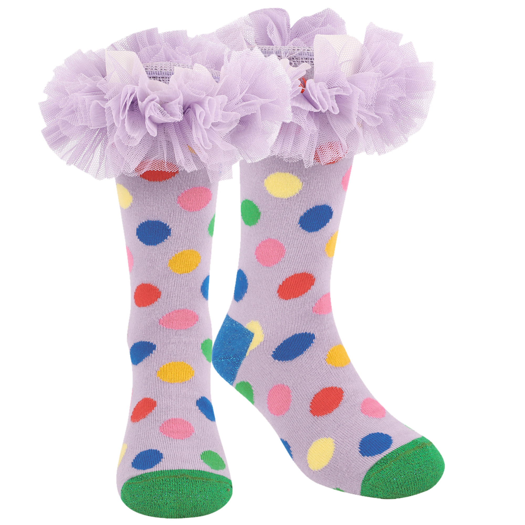 Happy Socks Ruffled Socks in Polka Dot Purple