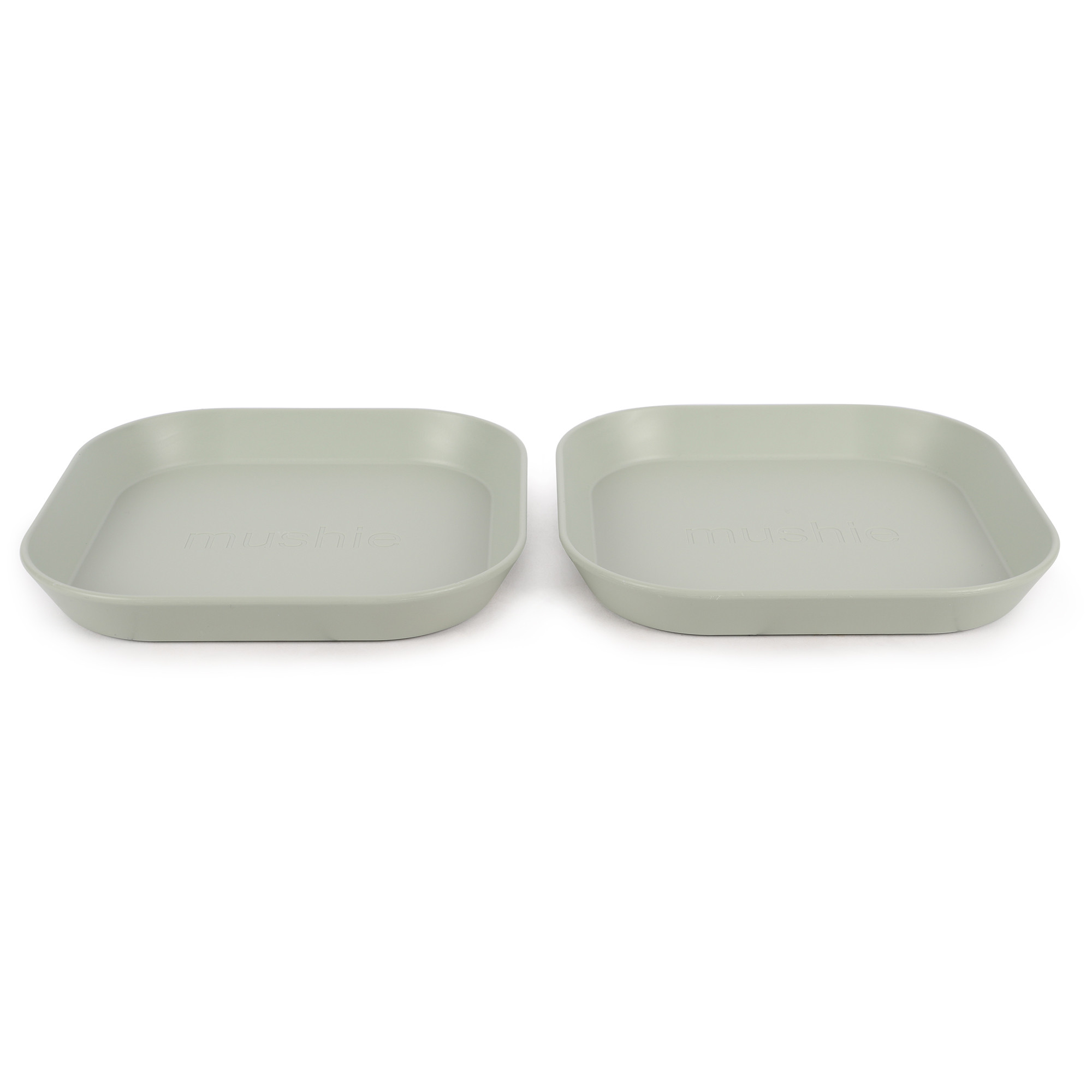 Mushie Square Plates Set in Sage Green