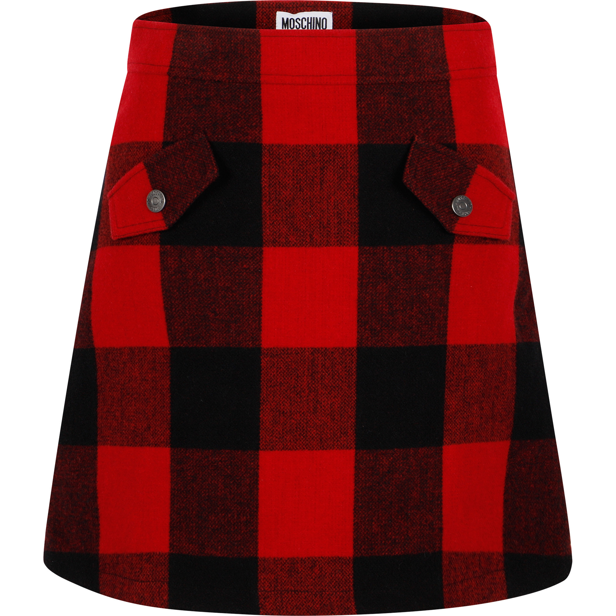 Moschino Logo Checkered Skirt in Red and Black